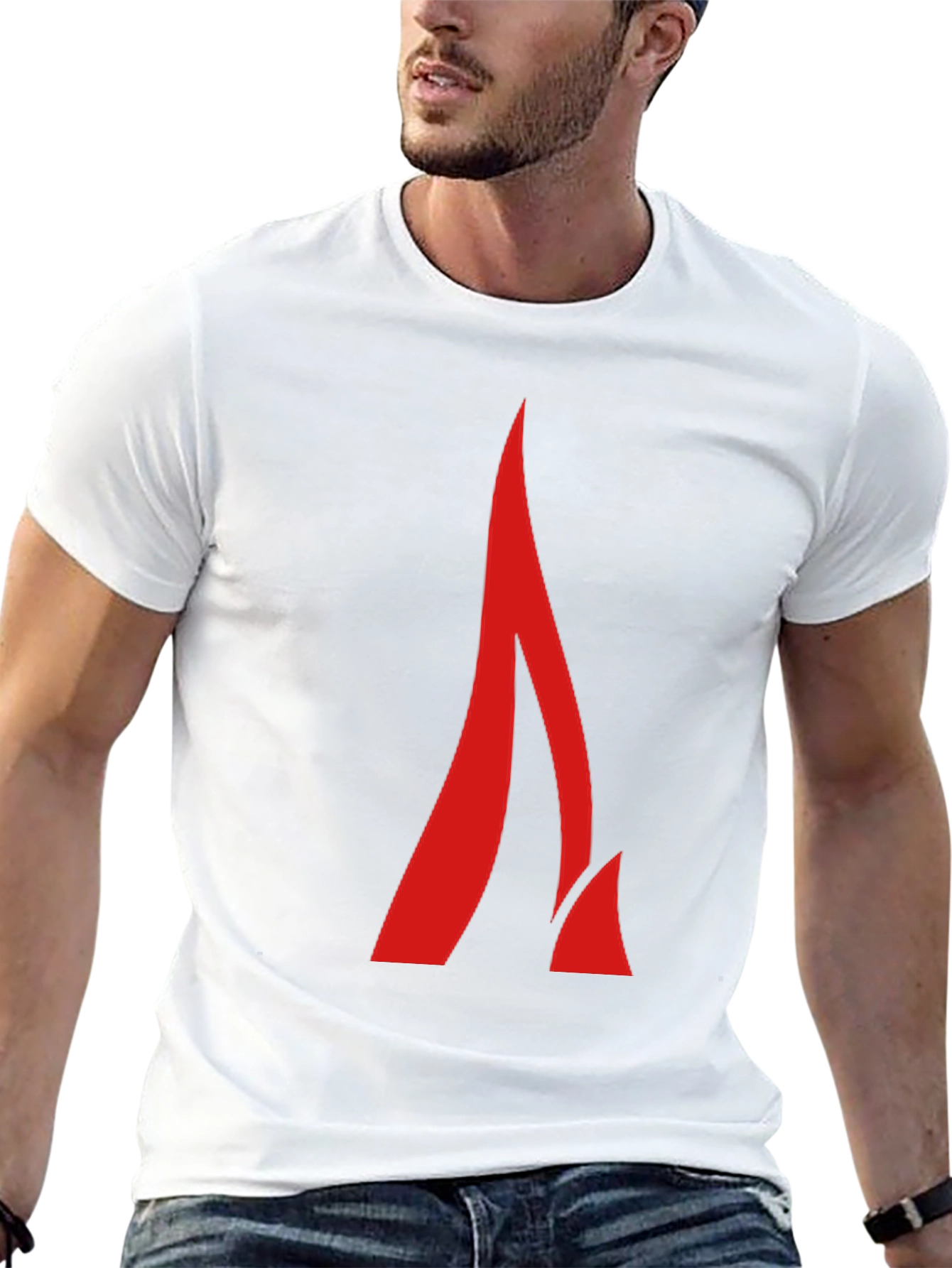 Modern Red Flame Graphic Black T-Shirt