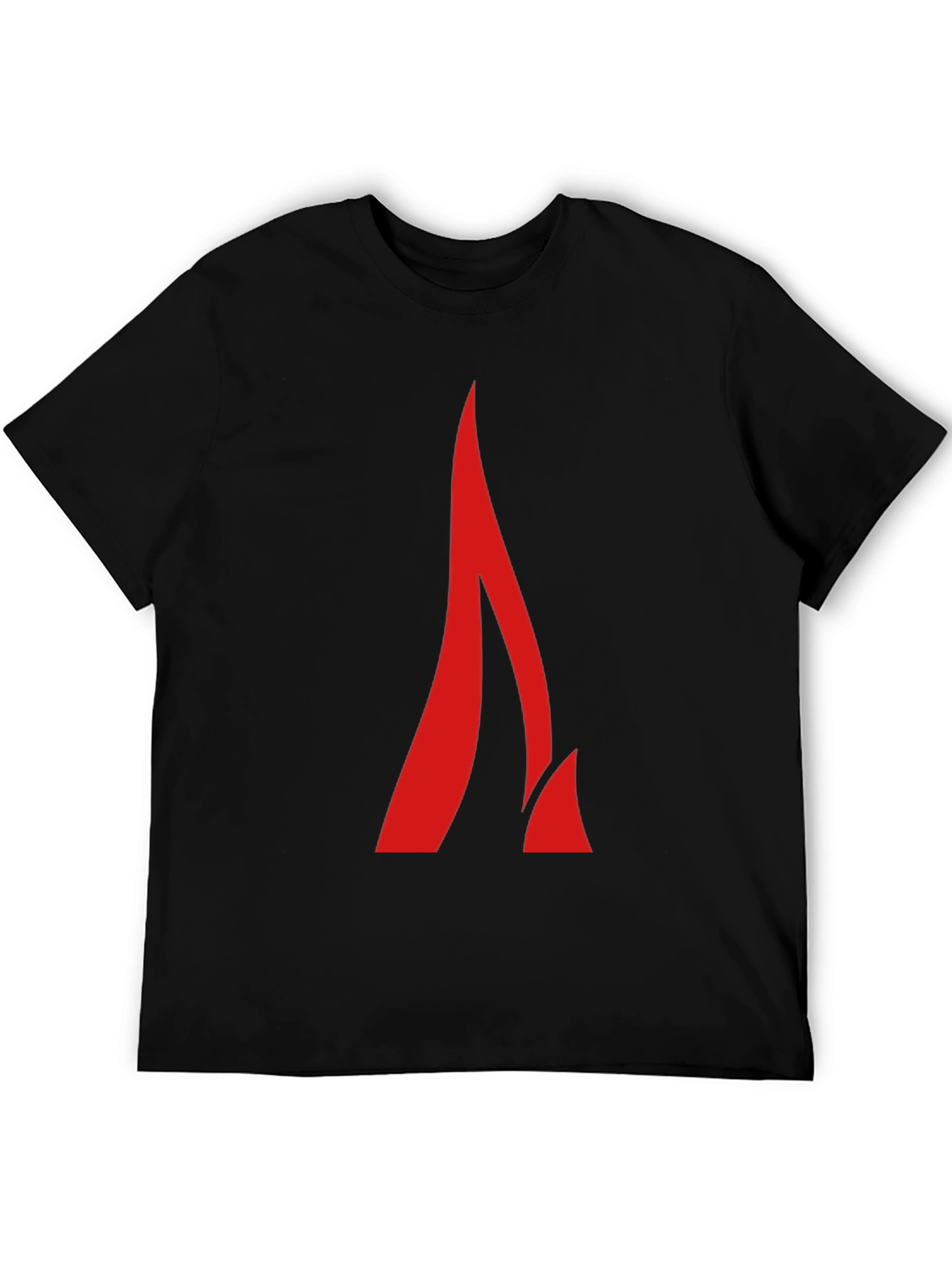 Modern Red Flame Graphic Black T-Shirt