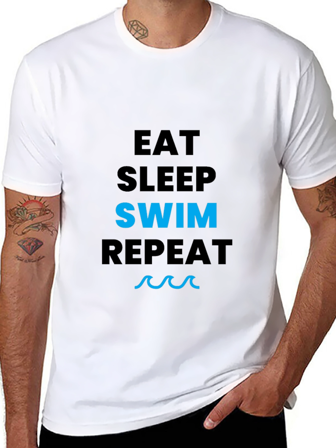 Eat Sleep Swim Repeat Black T-Shirt