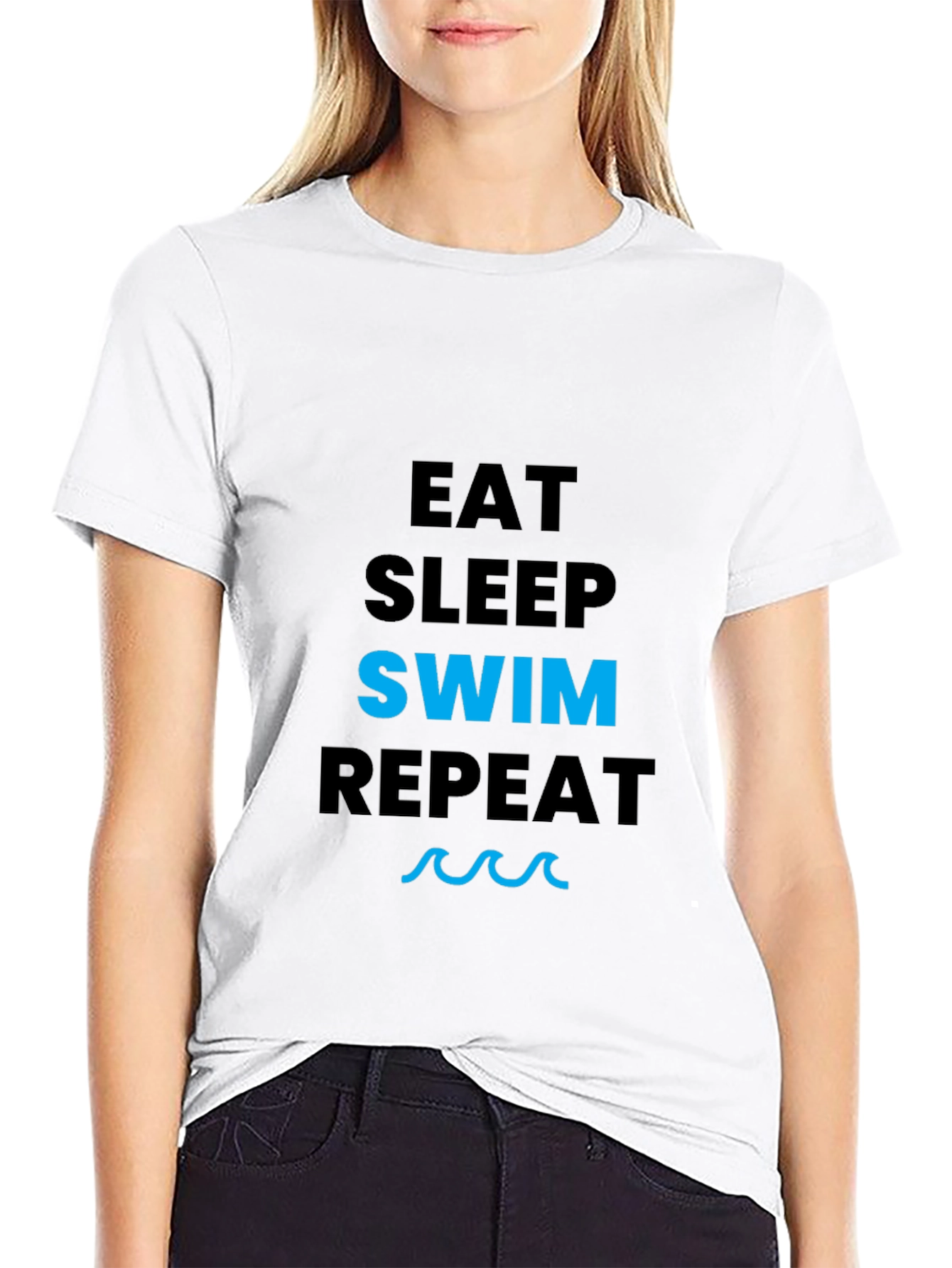 Eat Sleep Swim Repeat Black T-Shirt