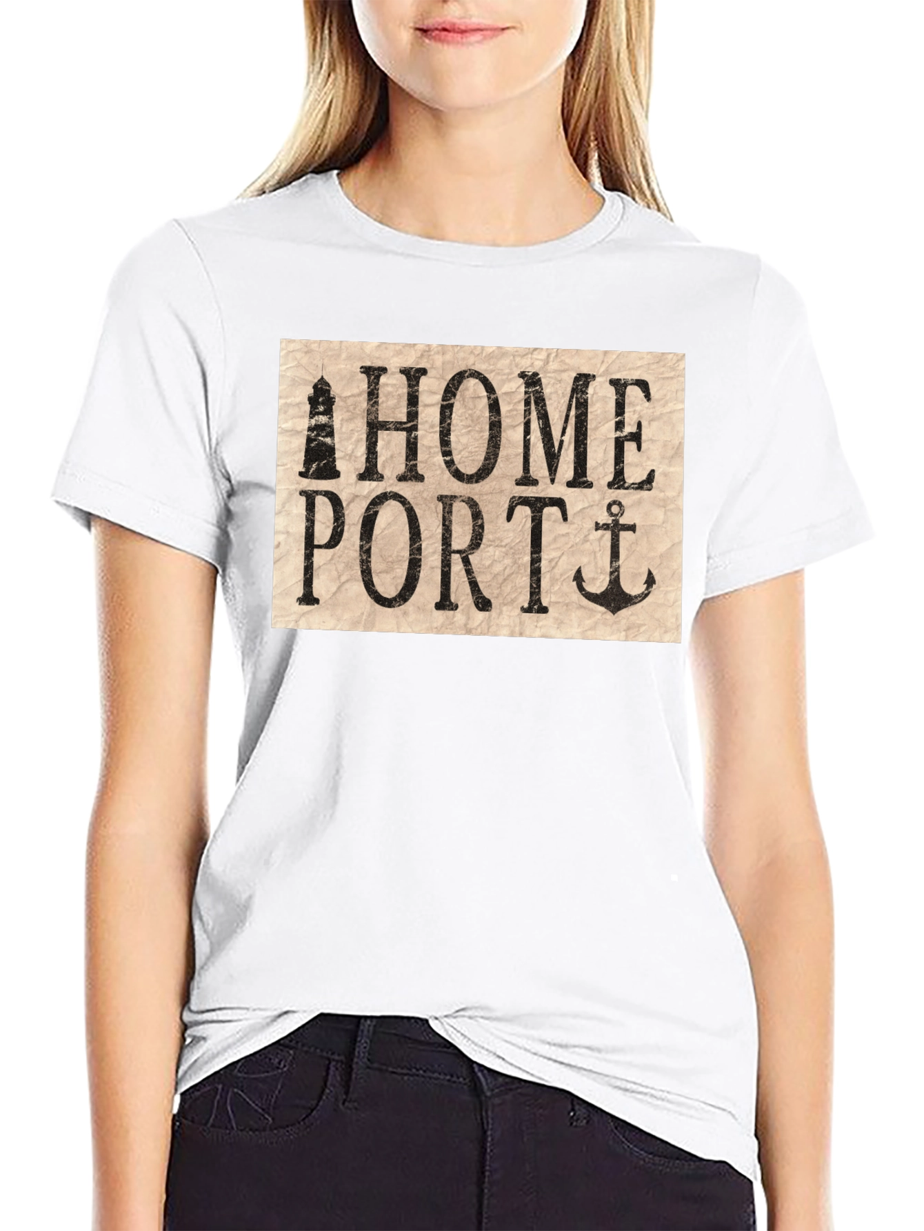 Home Port Lighthouse & Anchor Graphic T-Shirt