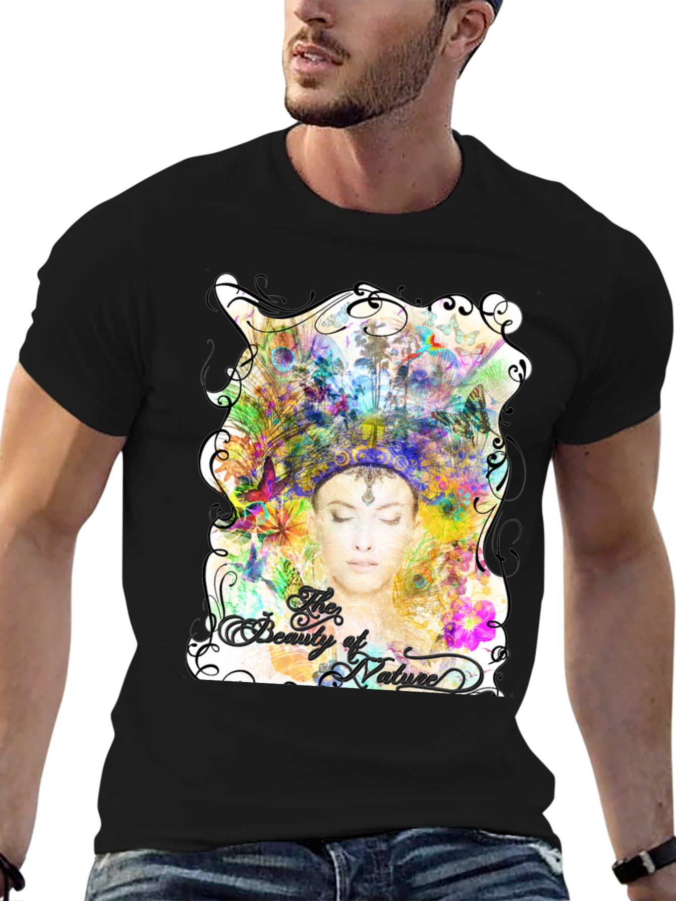Beauty of Nature Graphic Black T-Shirt