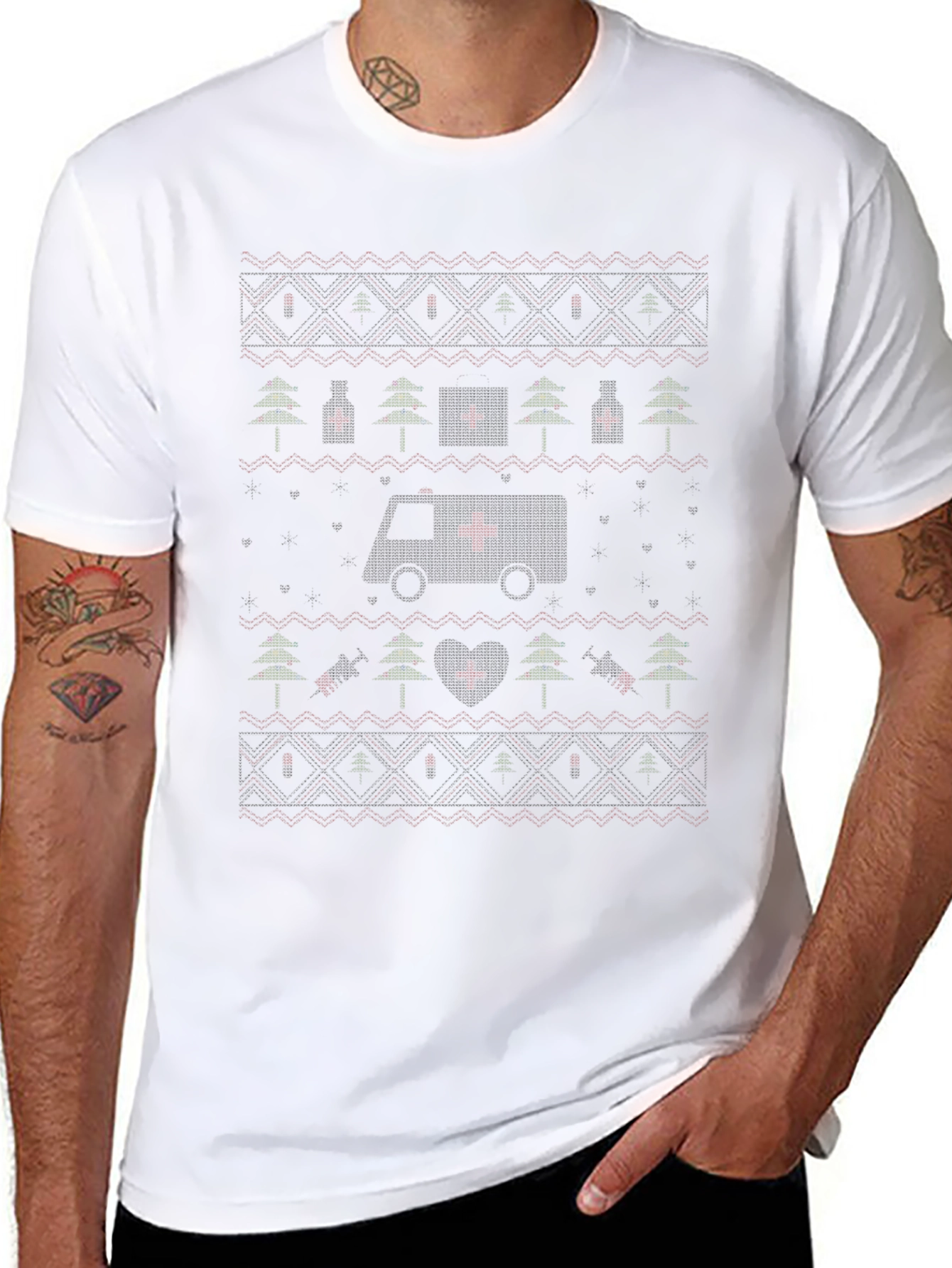 Ugly Christmas Ambulance EMT T-Shirt