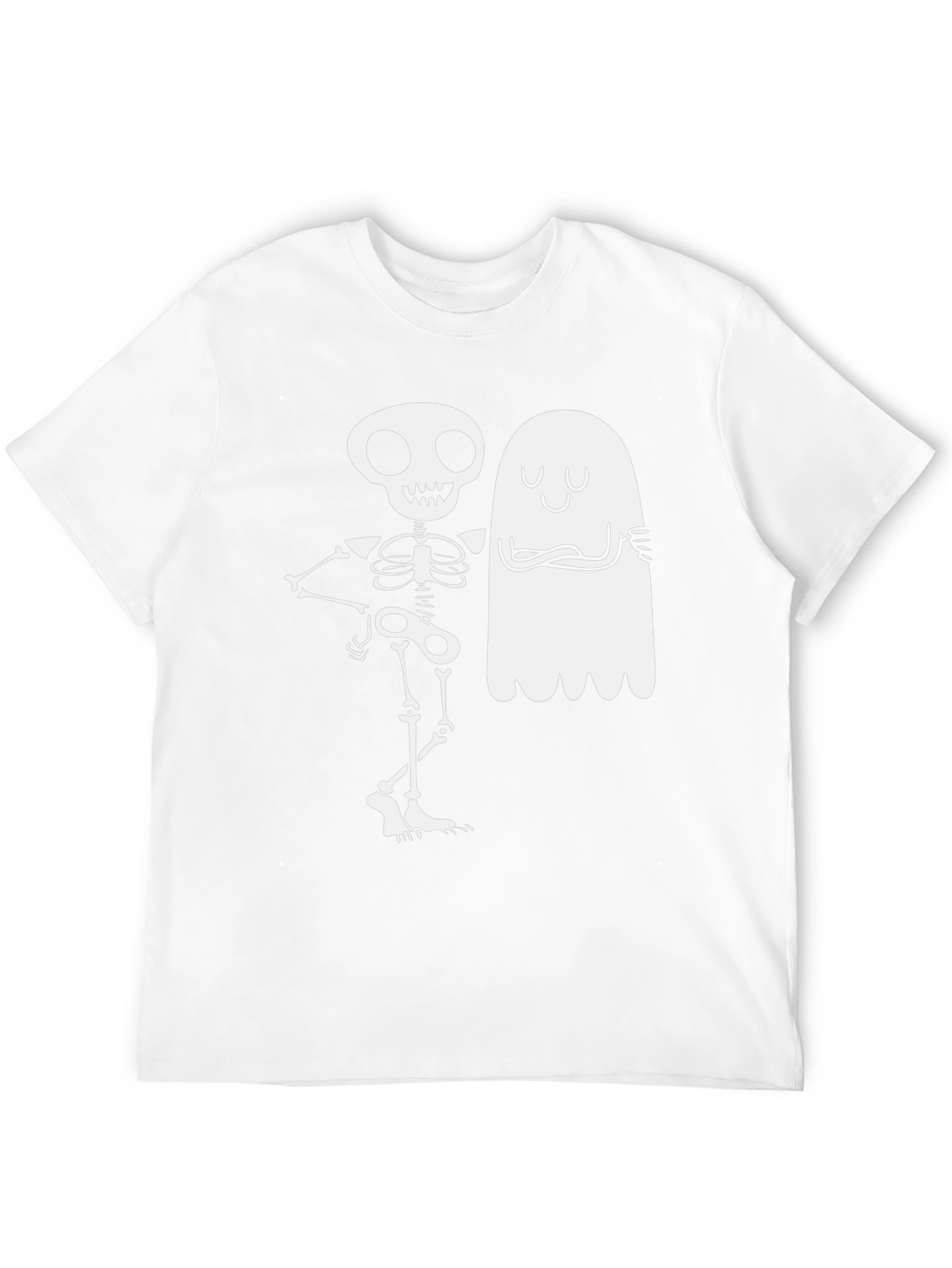 Skeleton & Ghost Graphic Tee - Spooky Season Apparel