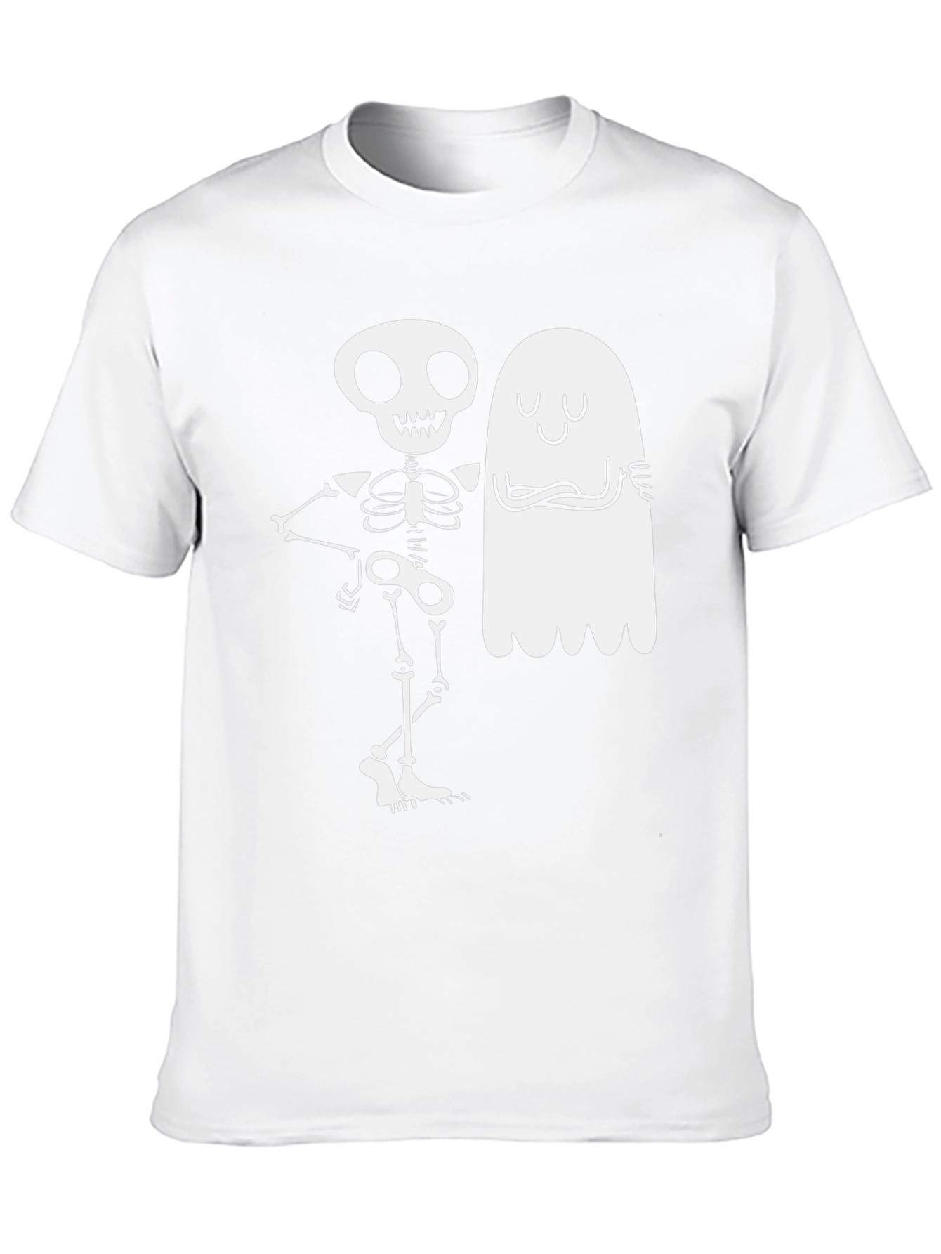 Skeleton & Ghost Graphic Tee - Spooky Season Apparel