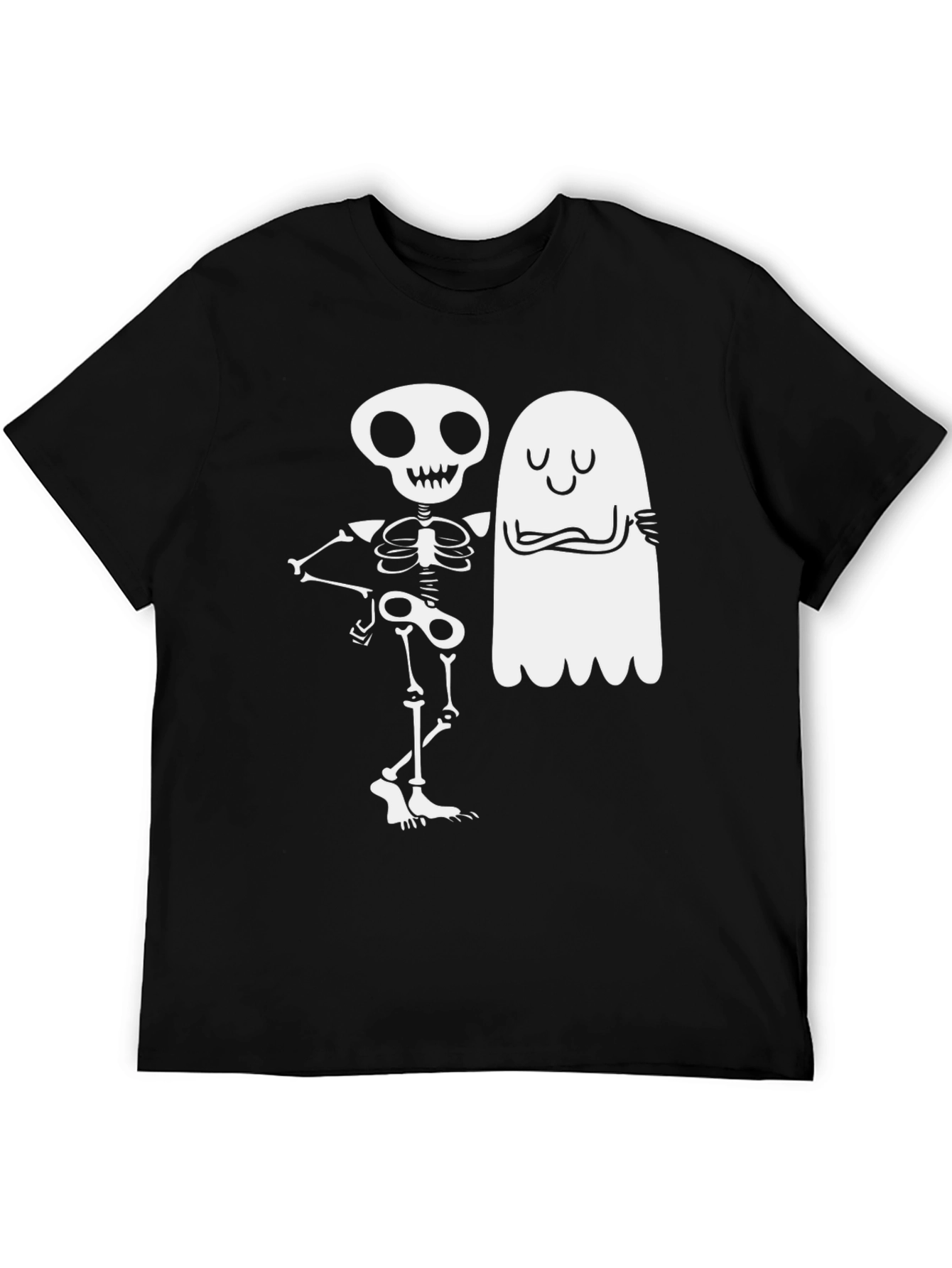Skeleton & Ghost Graphic Tee - Spooky Season Apparel