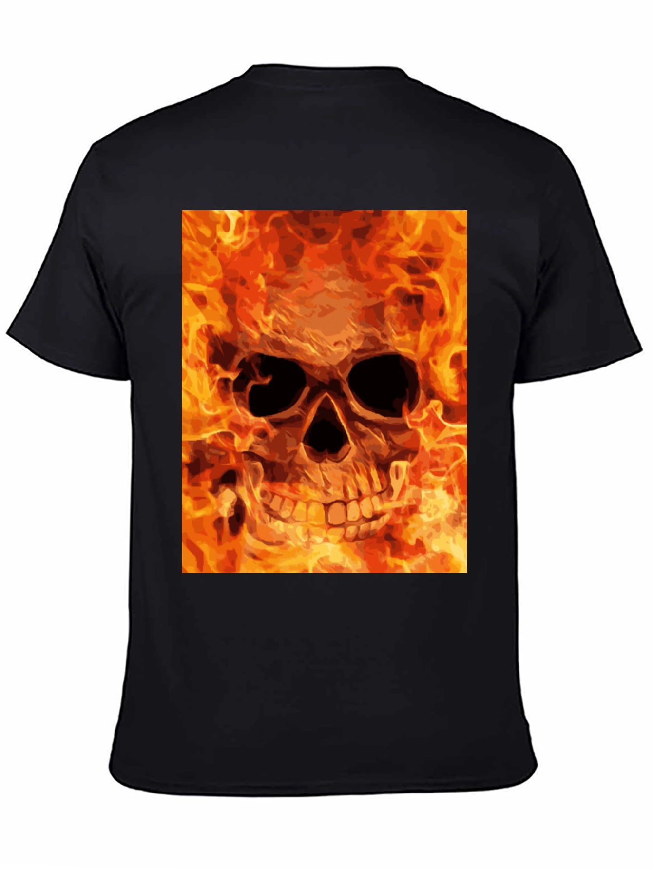 Flaming Skull Graphic Tee - Bold Black T-Shirt