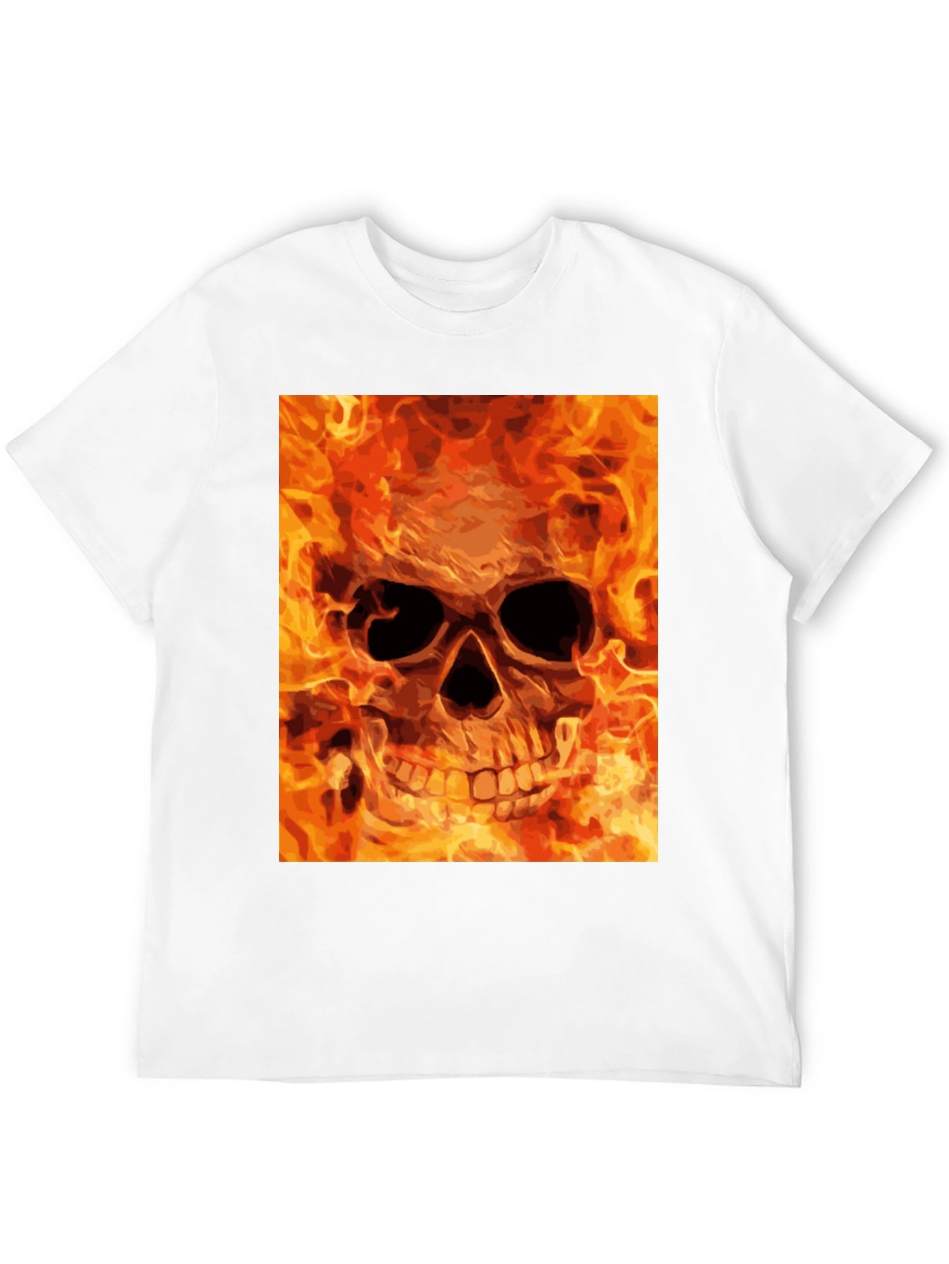 Flaming Skull Graphic Tee - Bold Black T-Shirt