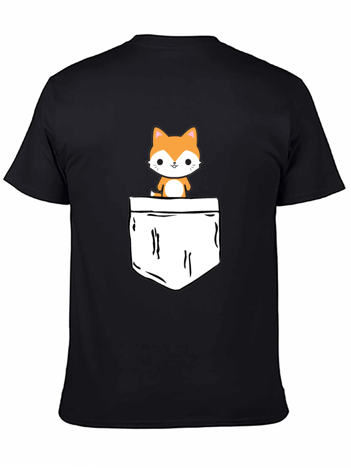Cute Pocket Cat Graphic Tee - Black T-Shirt