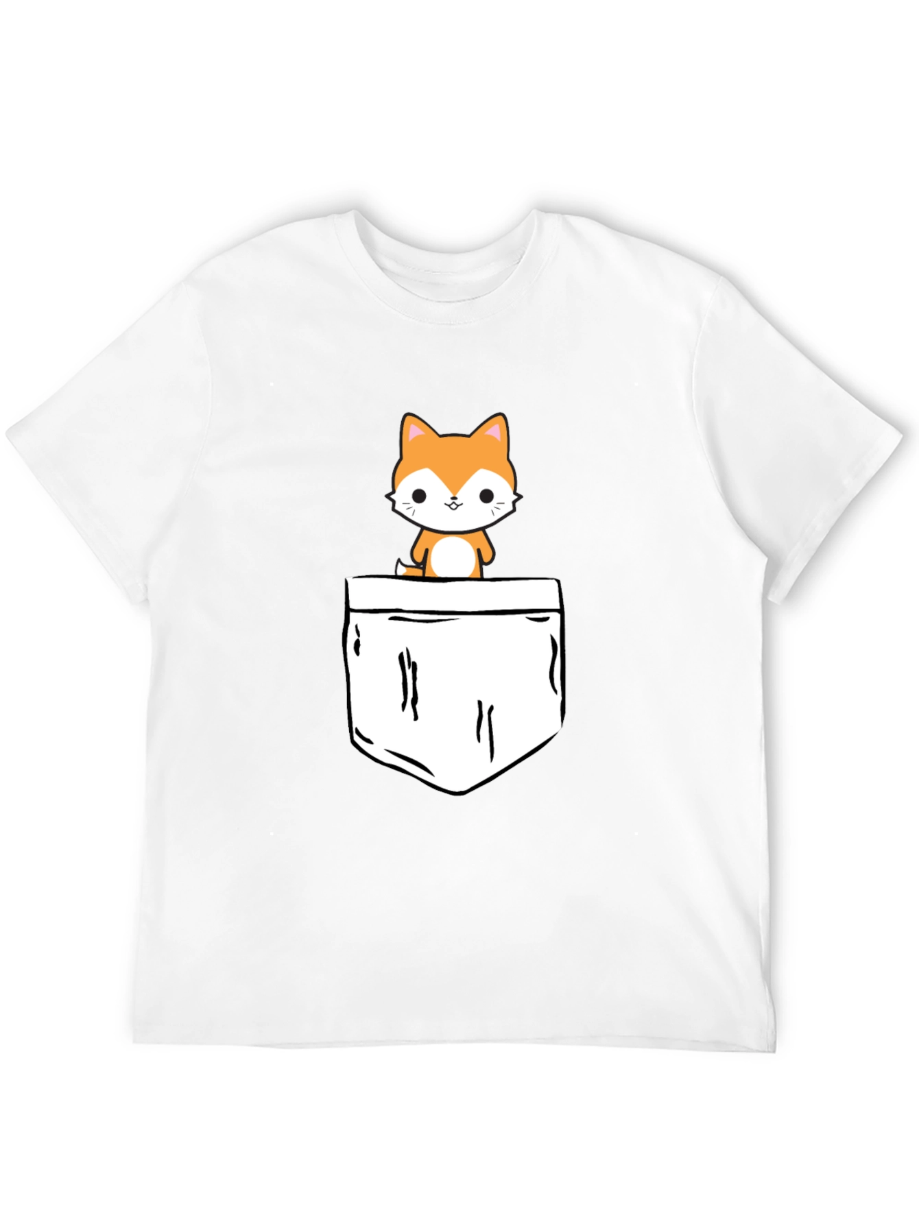 Cute Pocket Cat Graphic Tee - Black T-Shirt