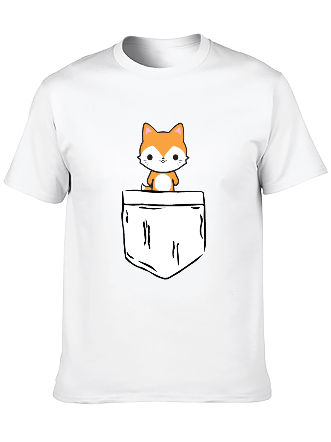Cute Pocket Cat Graphic Tee - Black T-Shirt