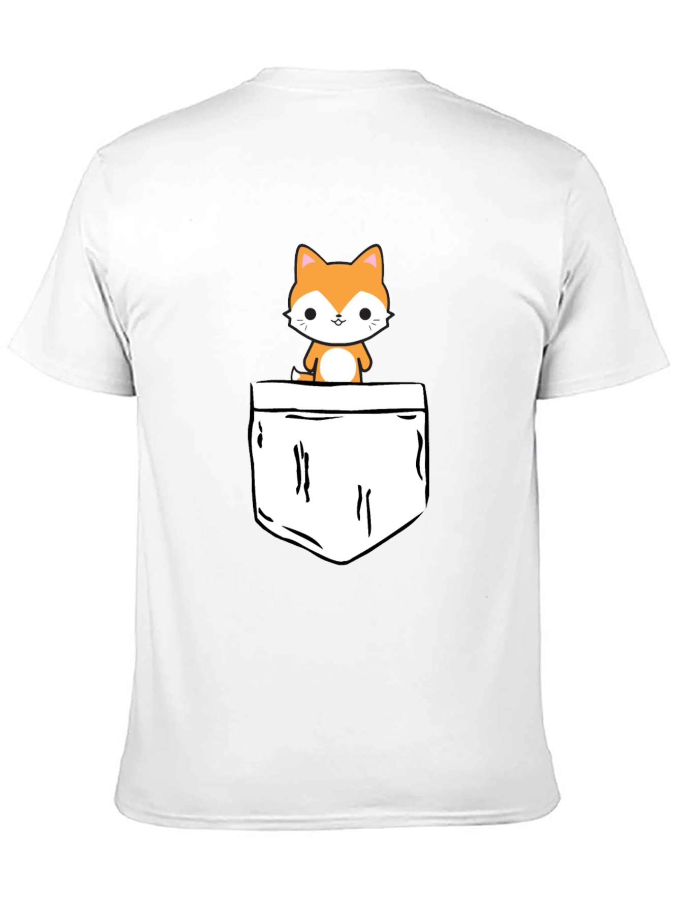 Cute Pocket Cat Graphic Tee - Black T-Shirt