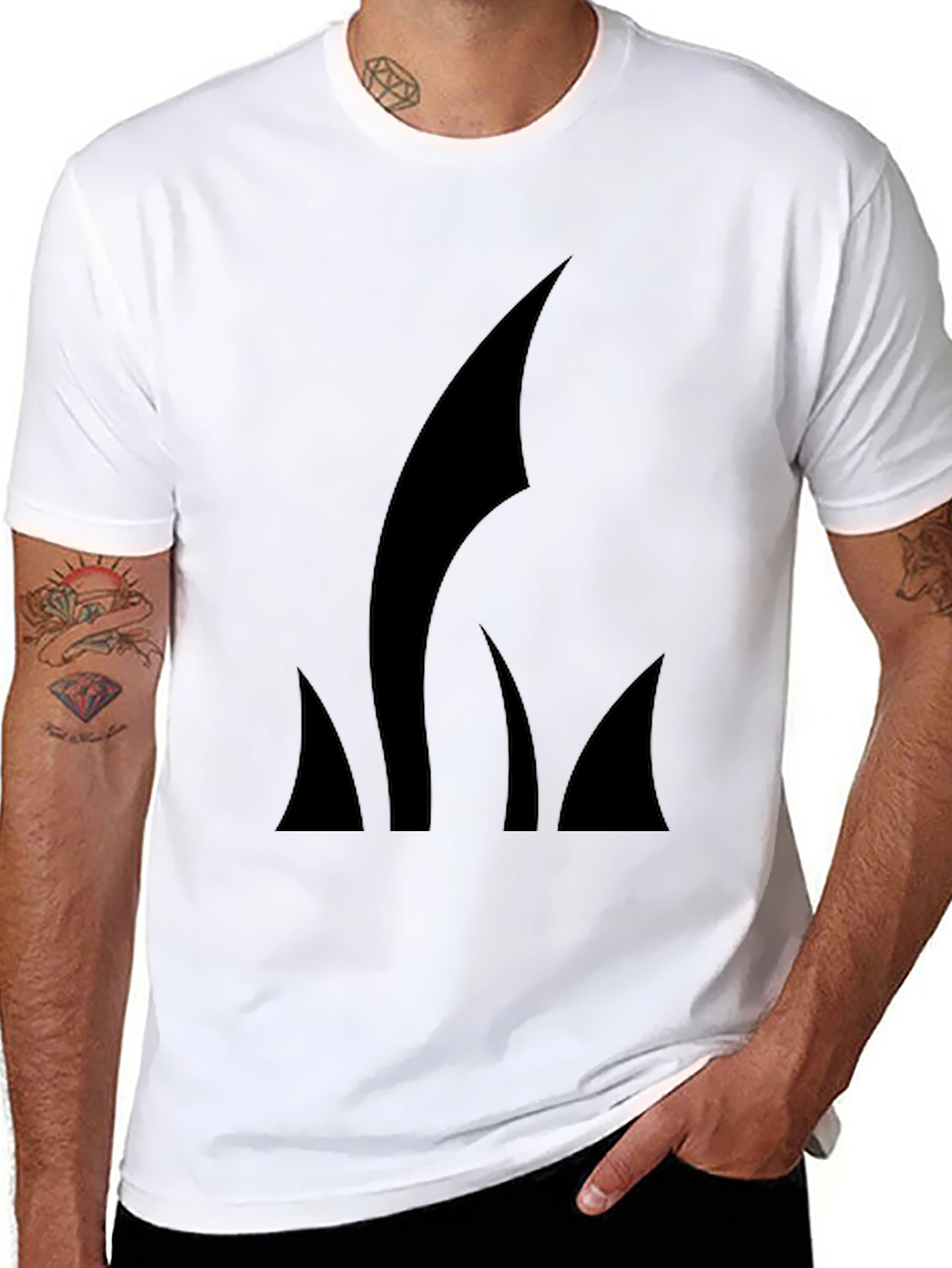 Mens Black T-Shirt with Abstract Graphic