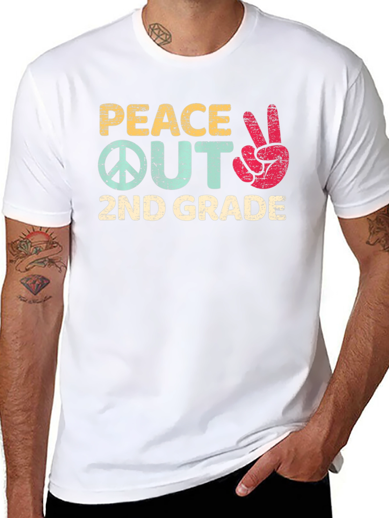 Peace Out 2nd Grade Black T-Shirt