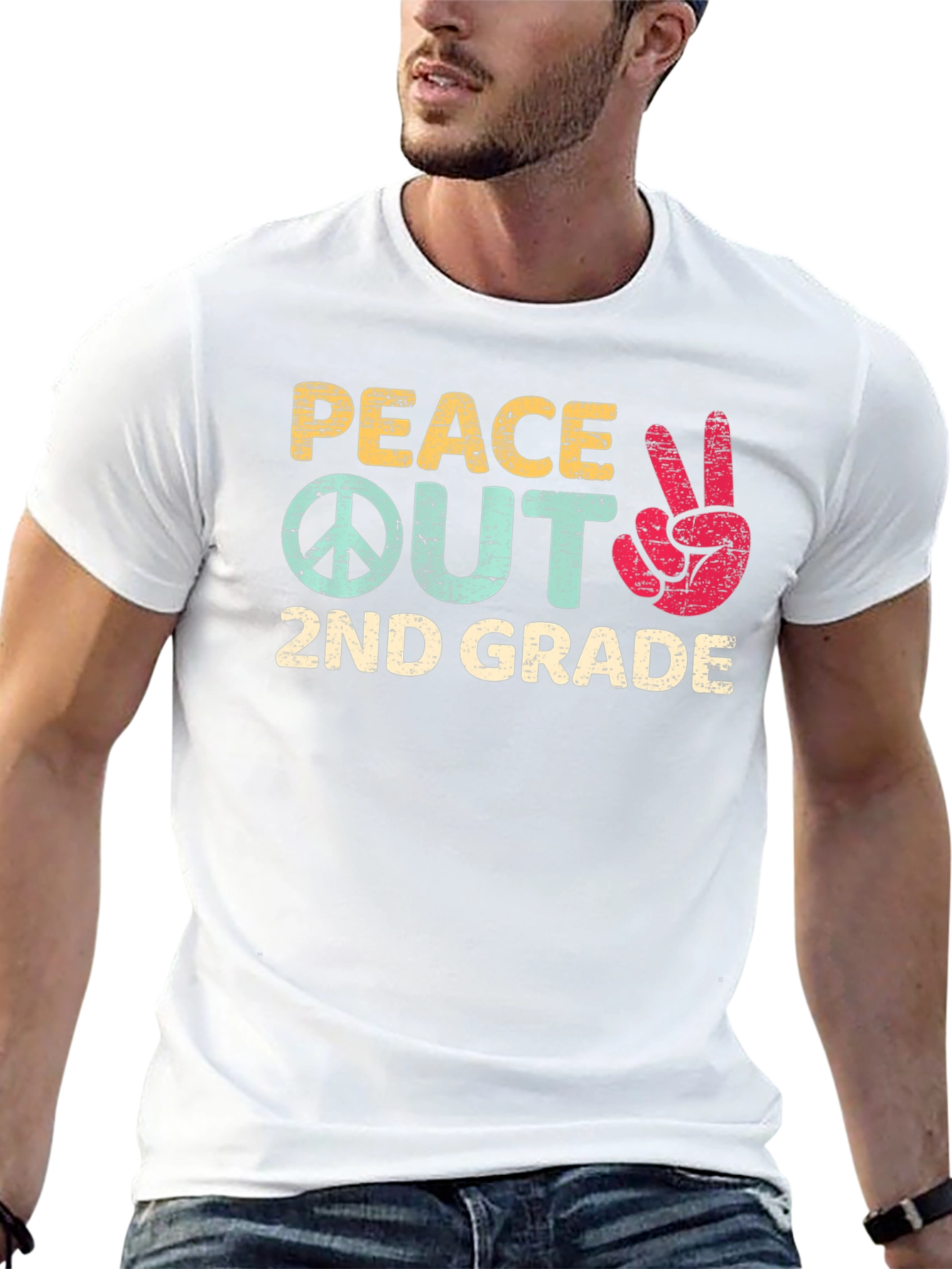Peace Out 2nd Grade Black T-Shirt
