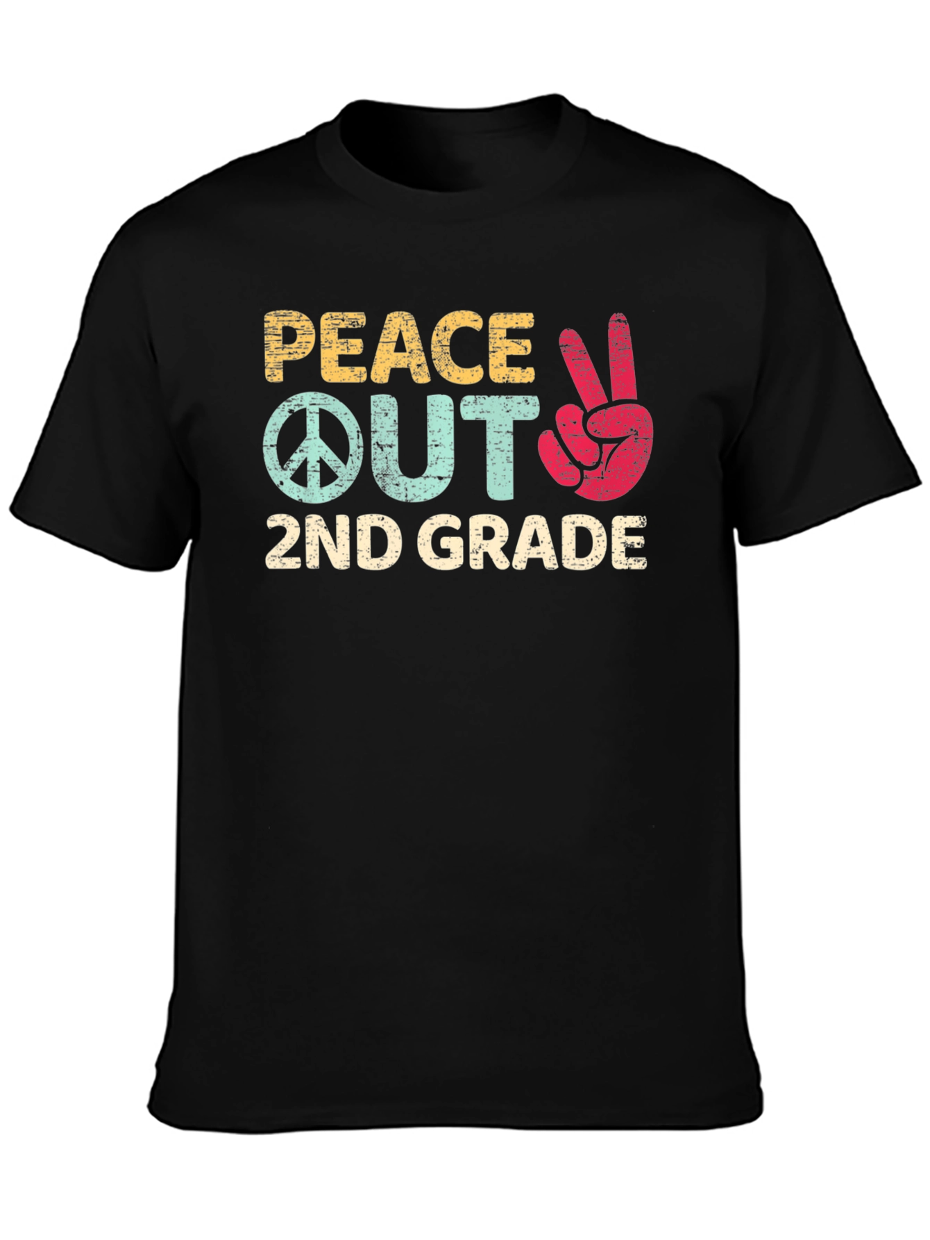 Peace Out 2nd Grade Black T-Shirt