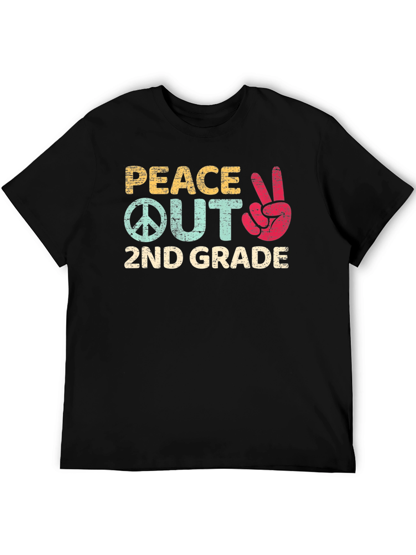 Peace Out 2nd Grade Black T-Shirt