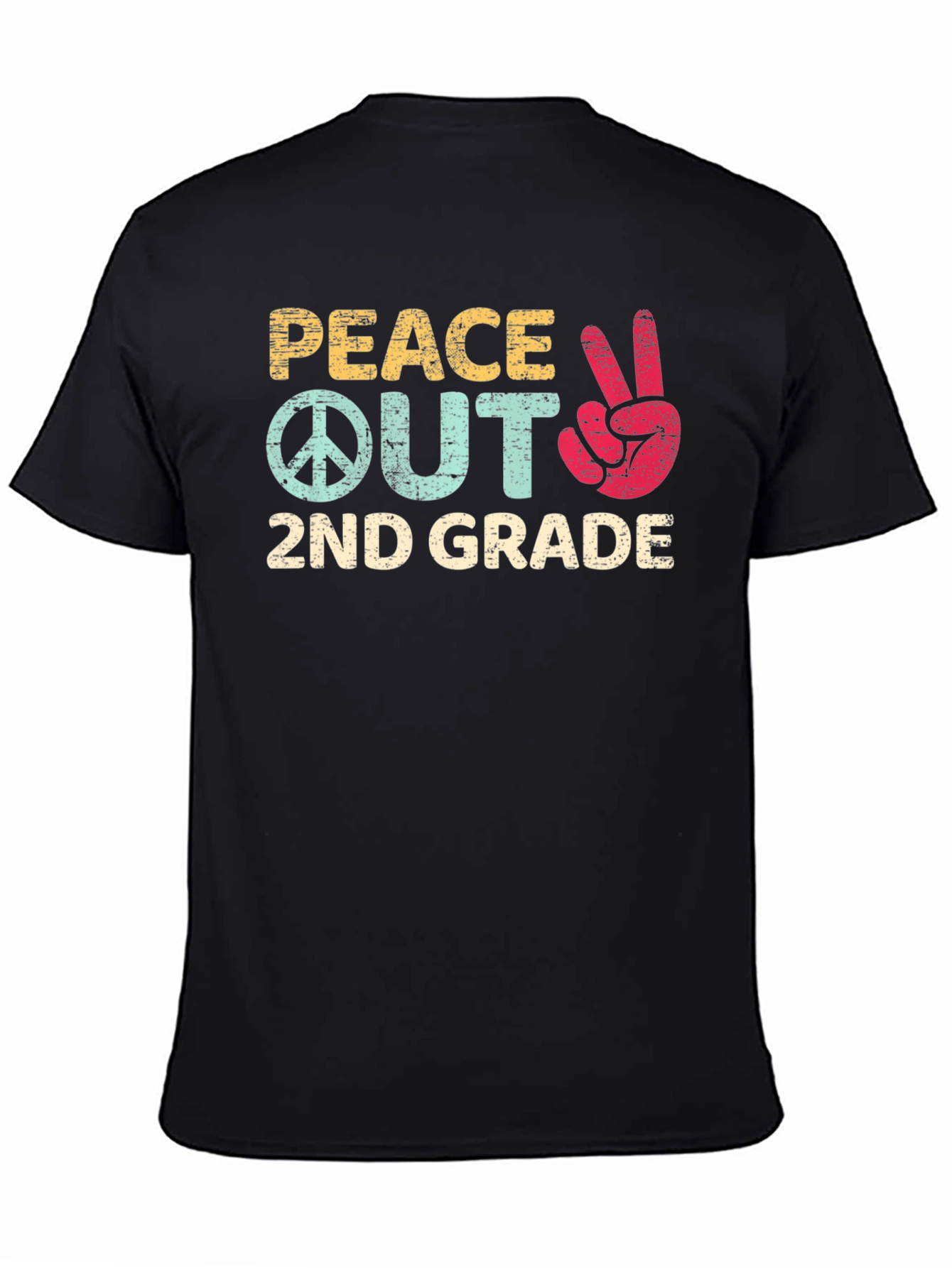 Peace Out 2nd Grade Black T-Shirt