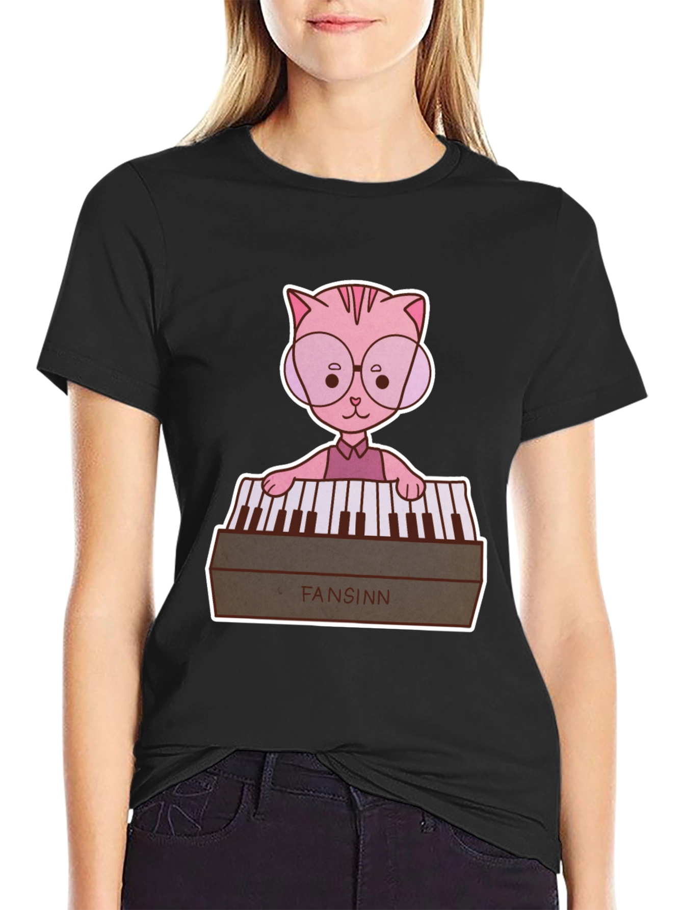 Cat Playing Keyboard T-Shirt