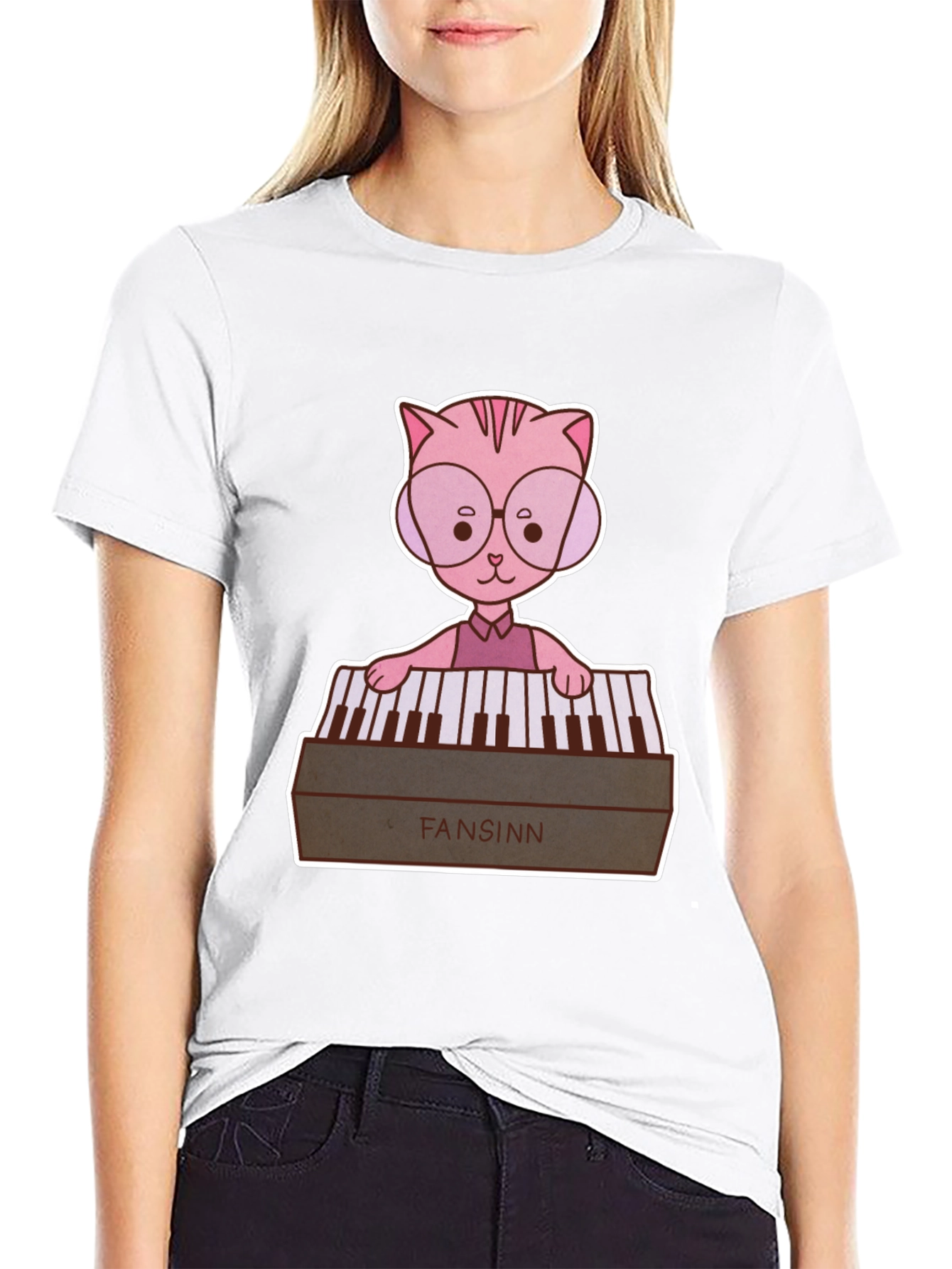 Cat Playing Keyboard T-Shirt
