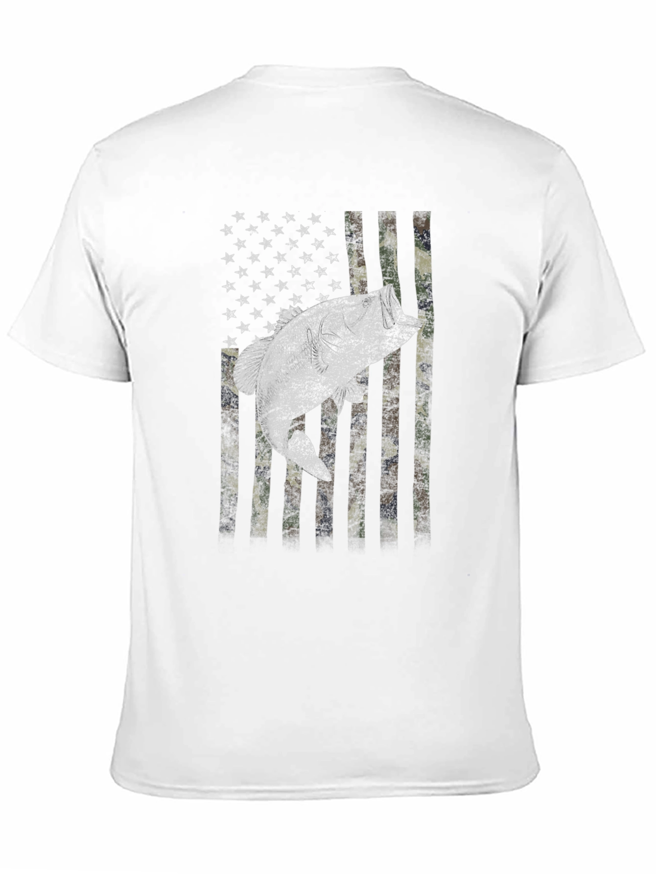 American Flag Bass Camo Mens T-Shirt