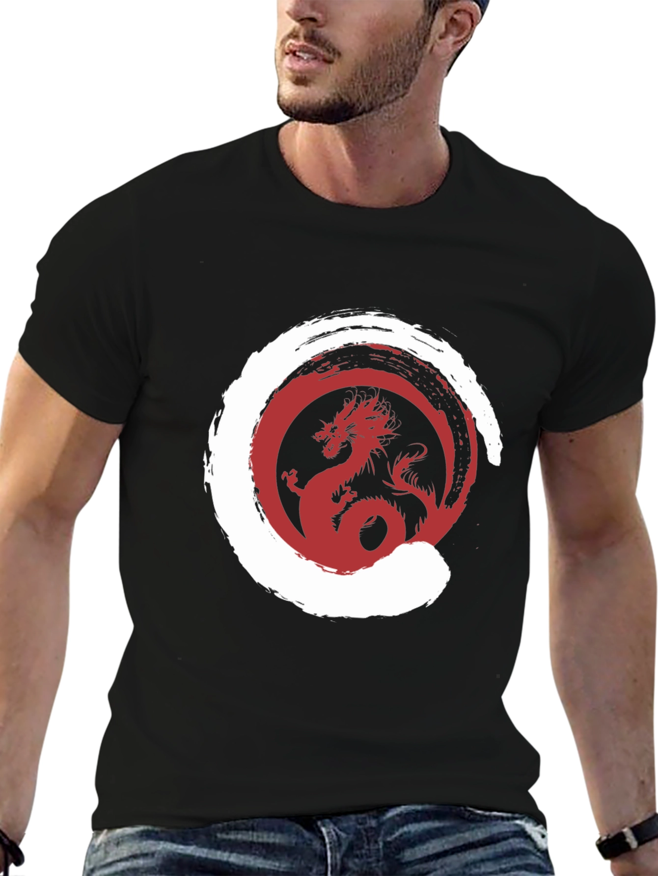 Dragon Zen Circle Graphic Tee - Stylish Menswear