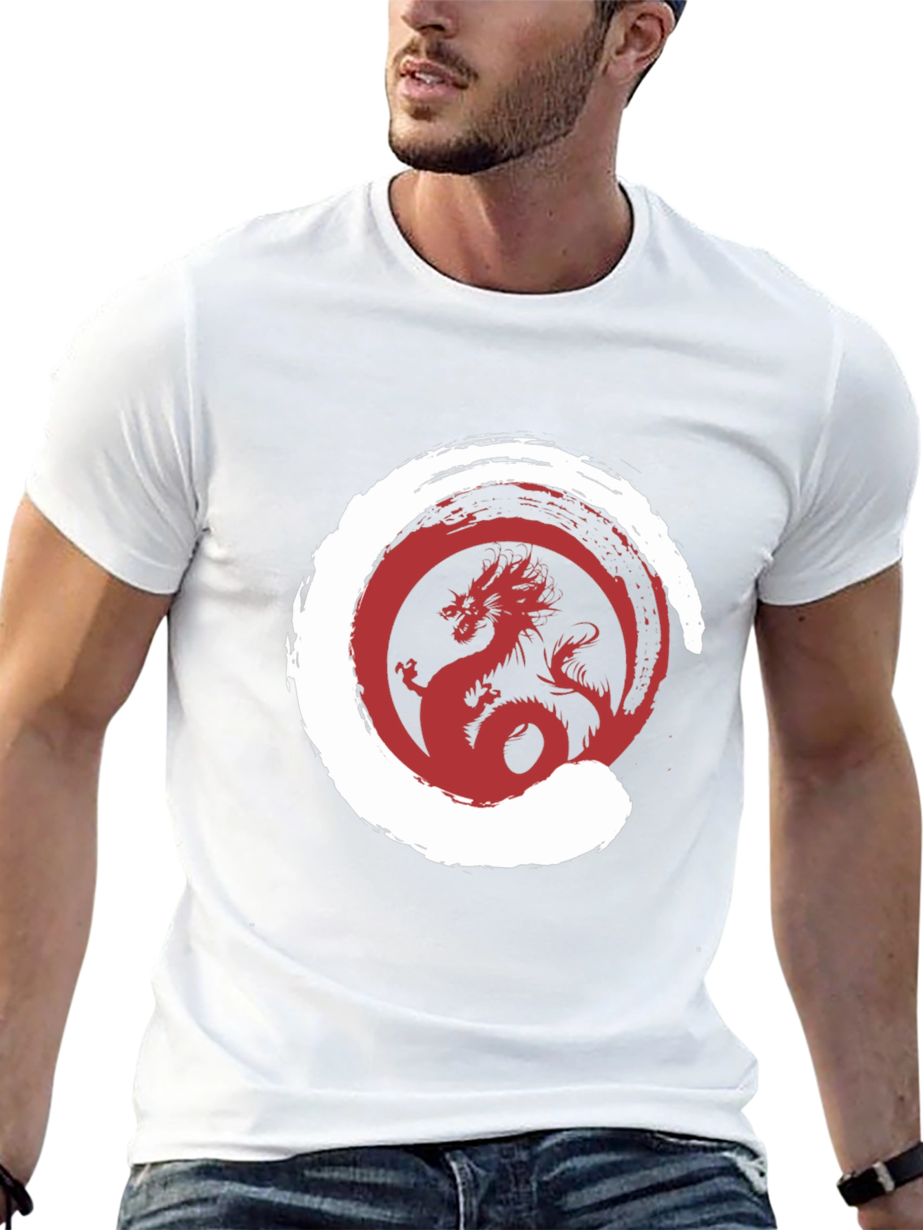 Dragon Zen Circle Graphic Tee - Stylish Menswear