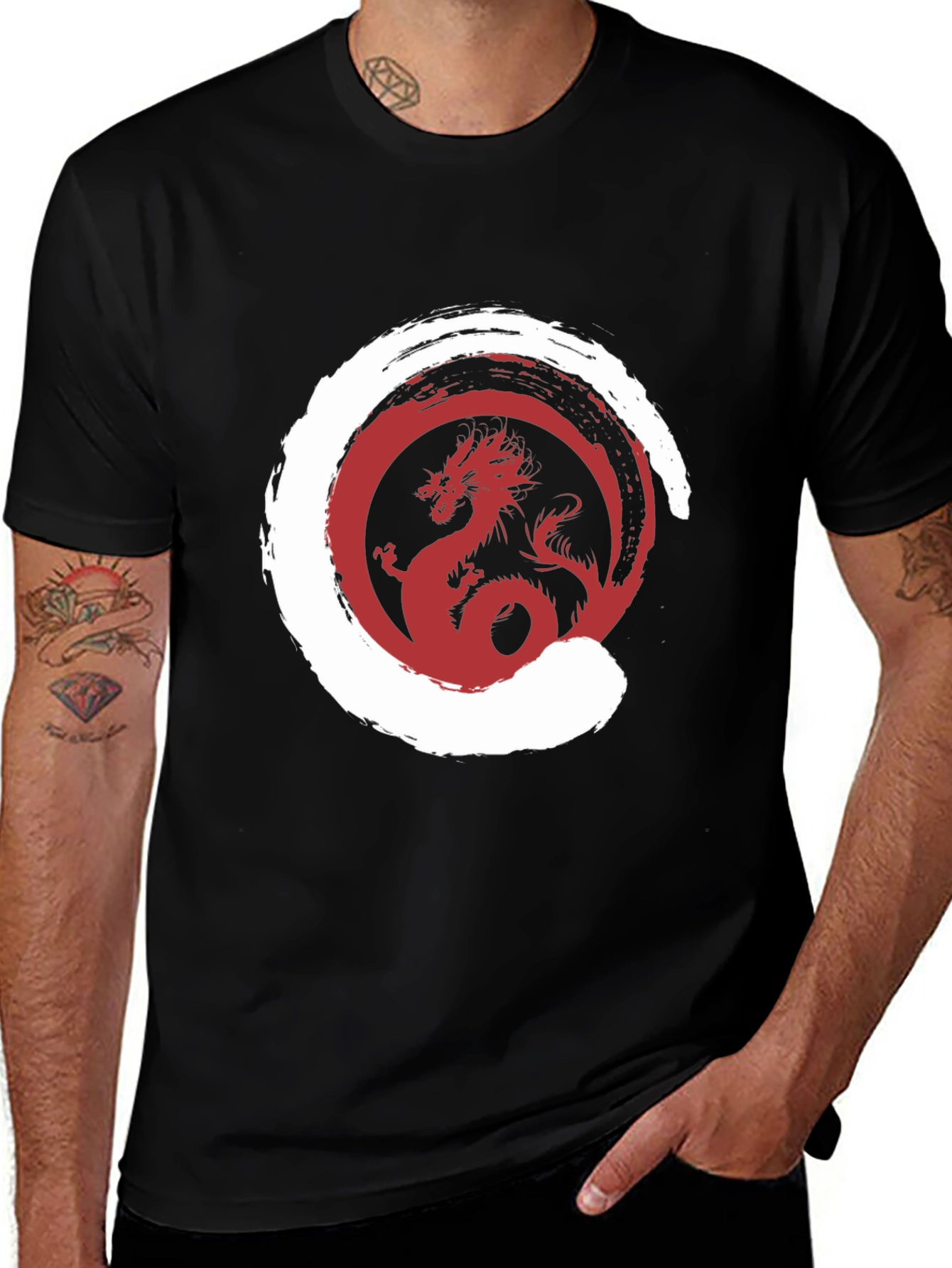 Dragon Zen Circle Graphic Tee - Stylish Menswear