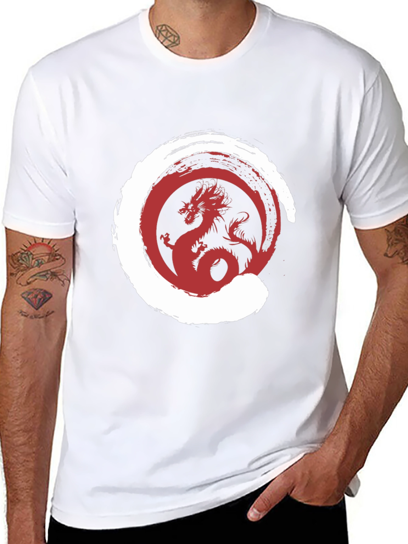 Dragon Zen Circle Graphic Tee - Stylish Menswear