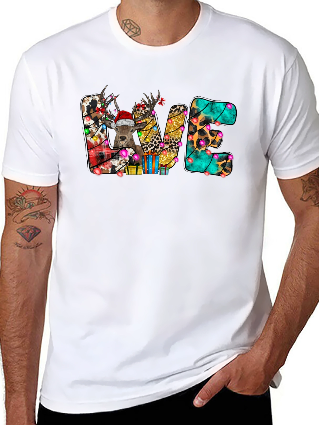 Festive Christmas LOVE Deer Graphic Tee