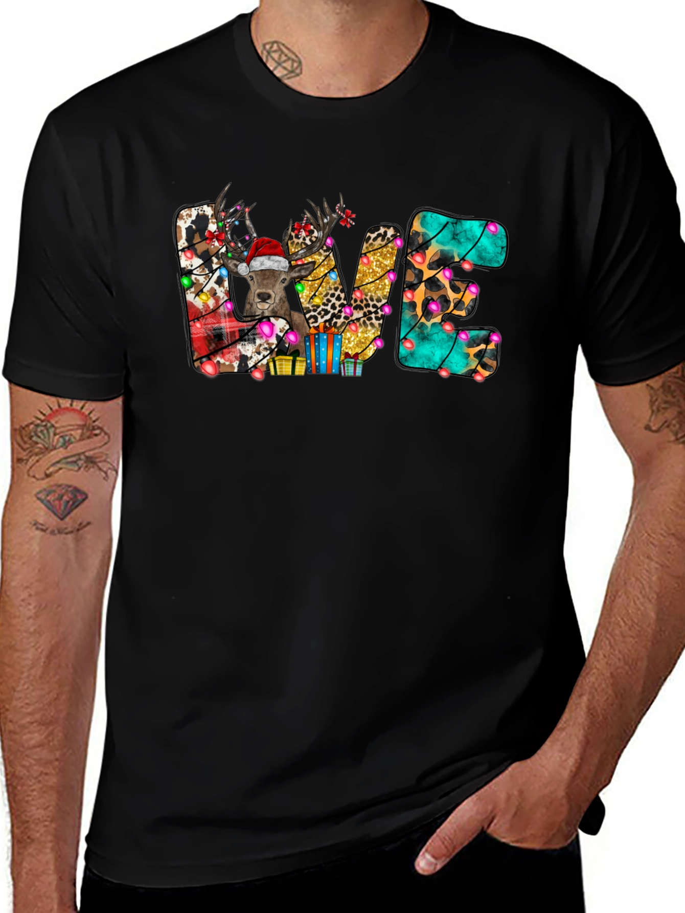 Festive Christmas LOVE Deer Graphic Tee