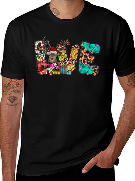 Festive Christmas LOVE Deer Graphic Tee