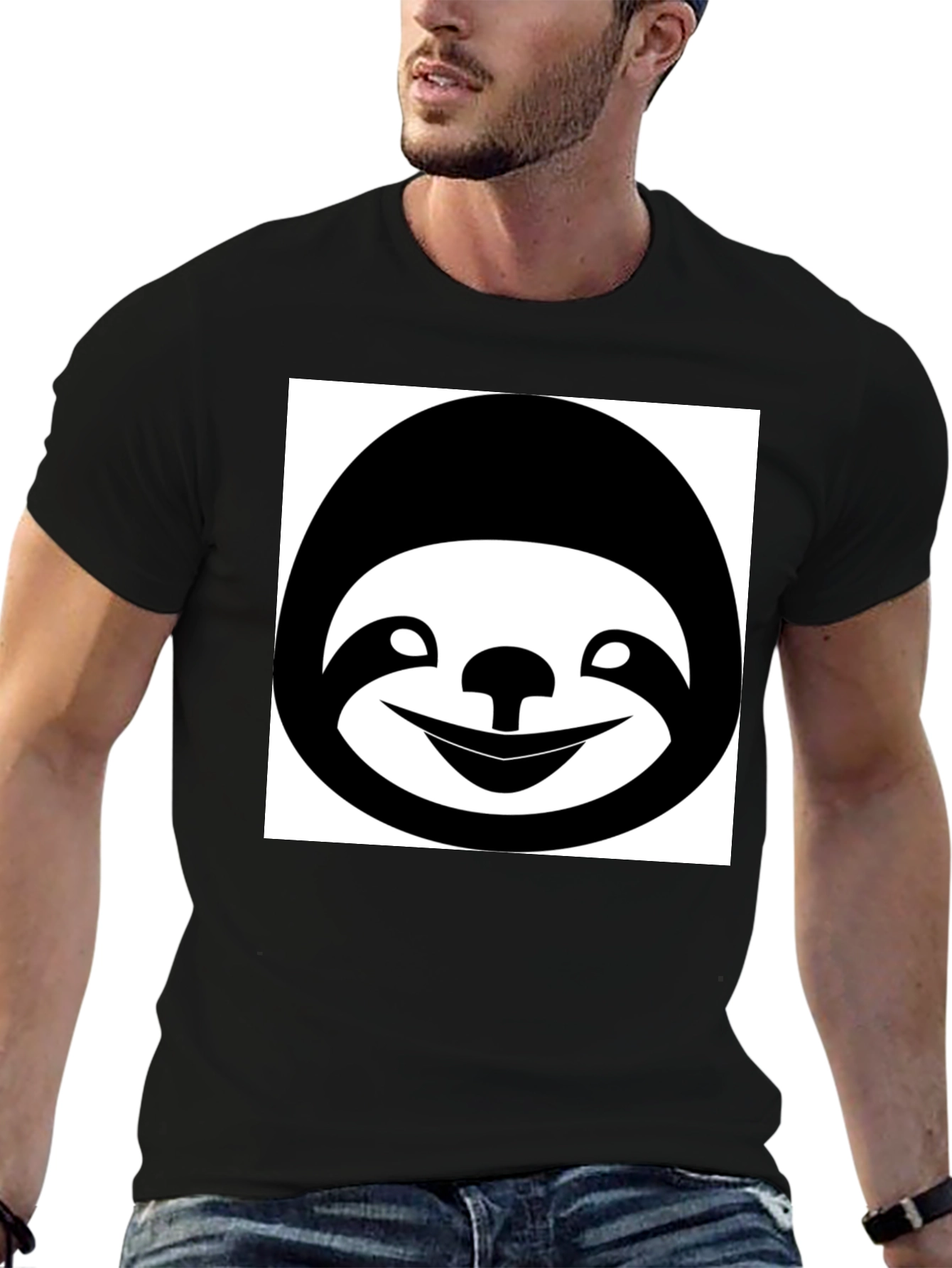 Funny Sloth Graphic T-Shirt - Black Casual Tee