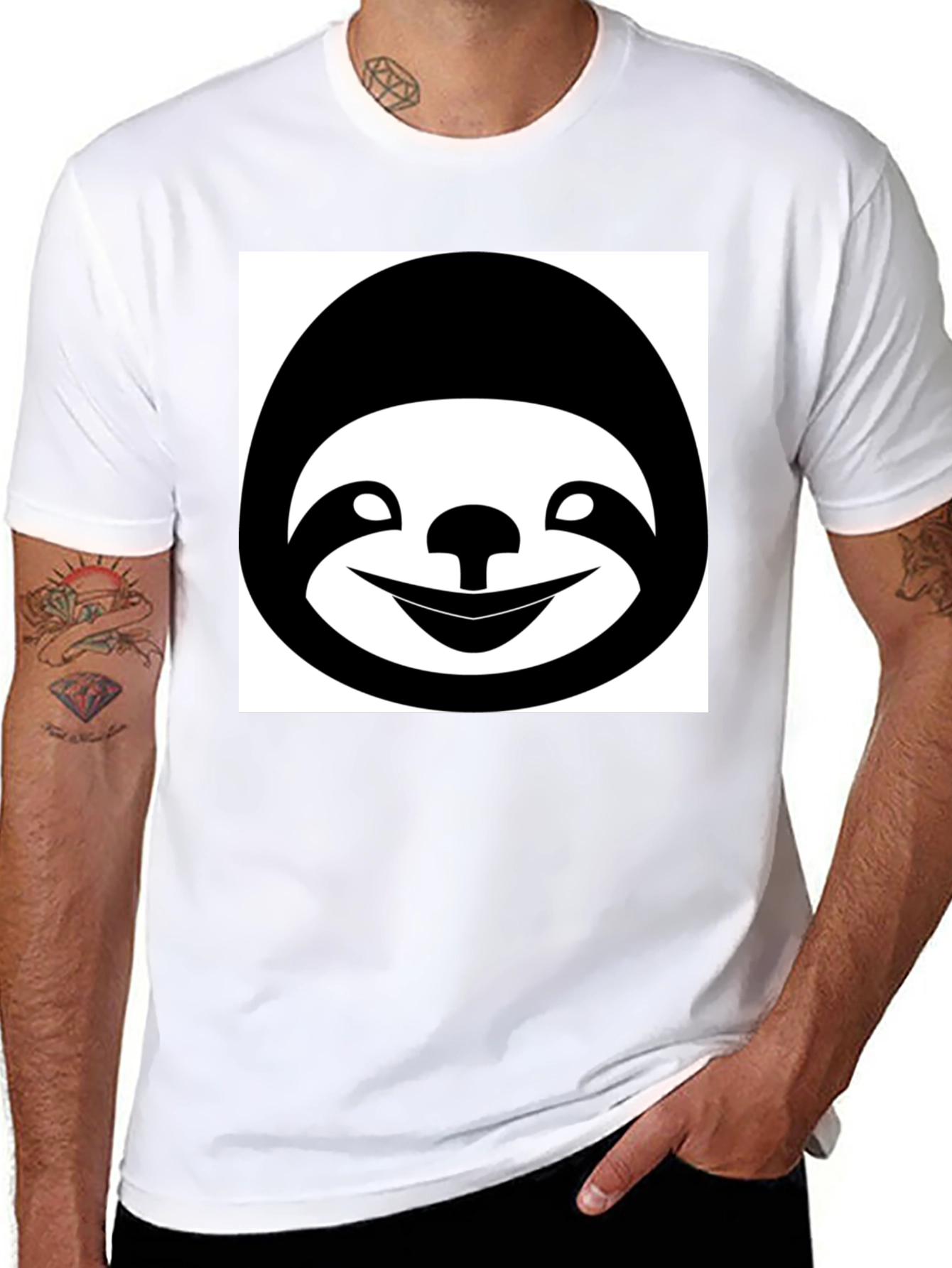 Funny Sloth Graphic T-Shirt - Black Casual Tee