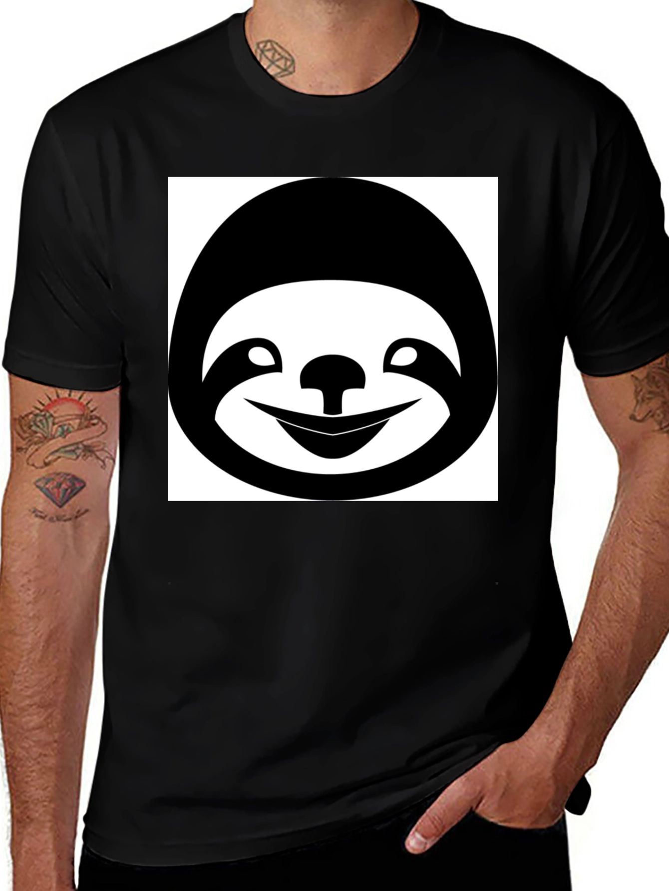 Funny Sloth Graphic T-Shirt - Black Casual Tee