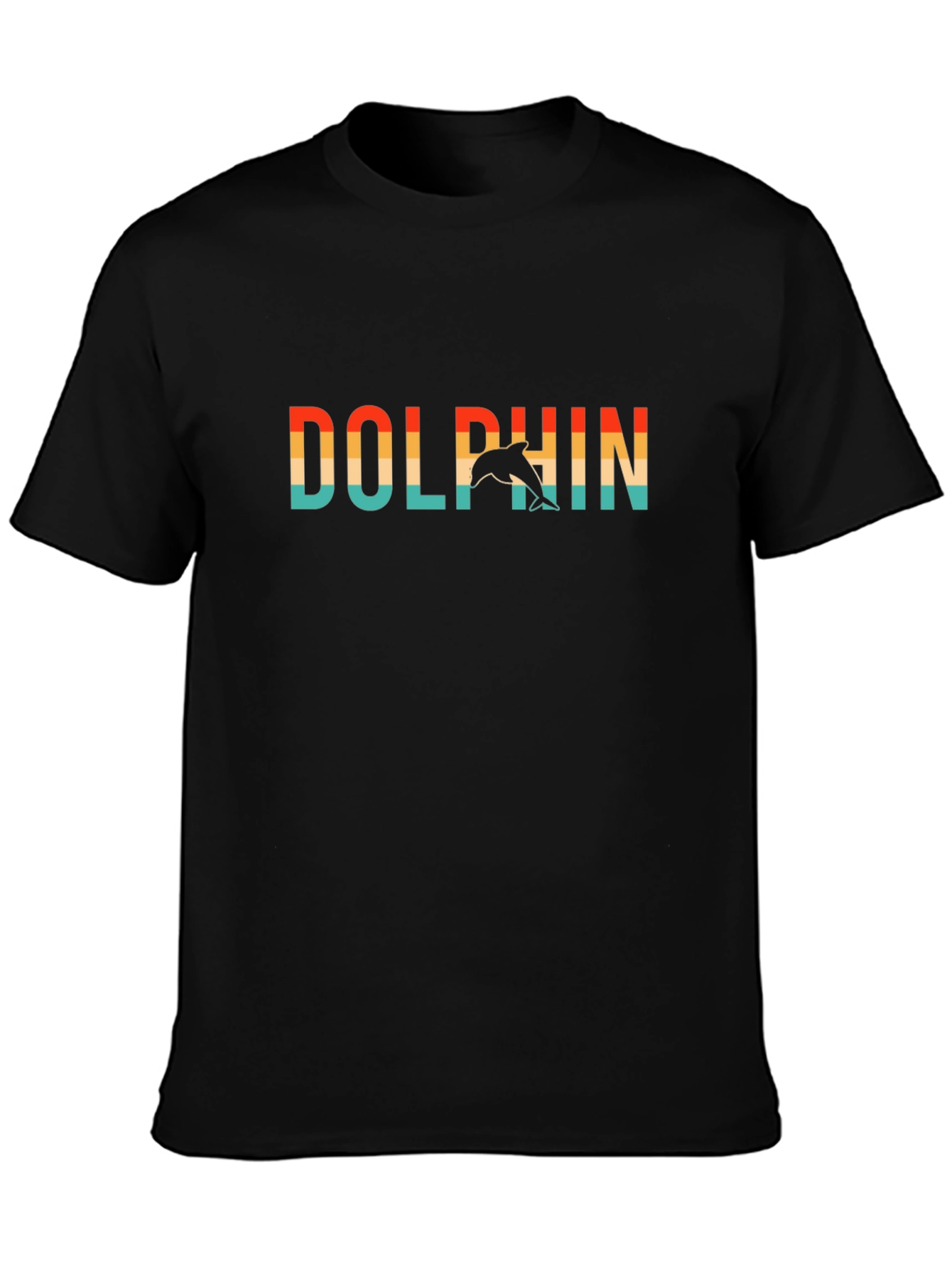 Retro Dolphin Graphic T-Shirt - Black