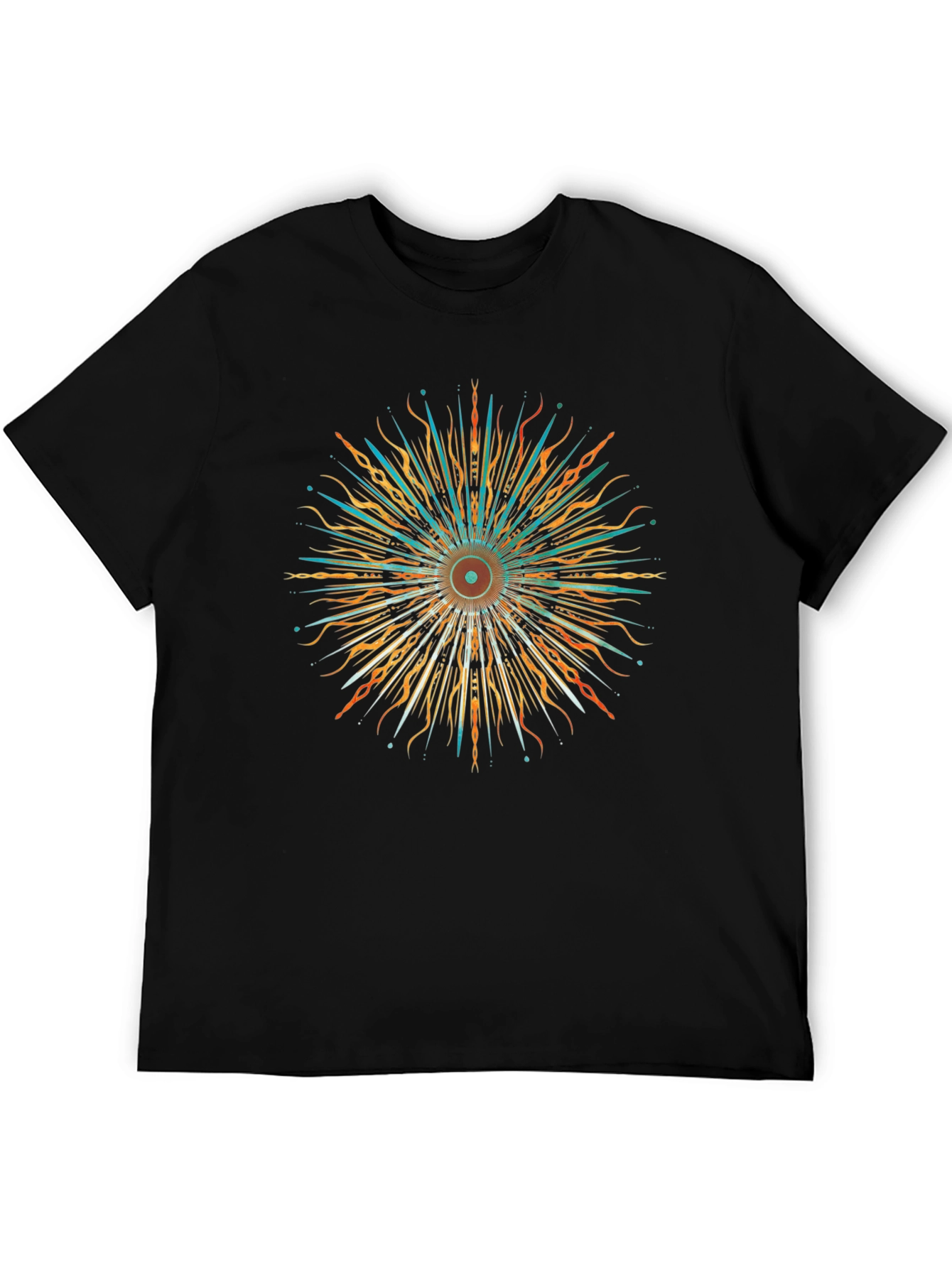 Abstract Sunburst Graphic Black T-Shirt