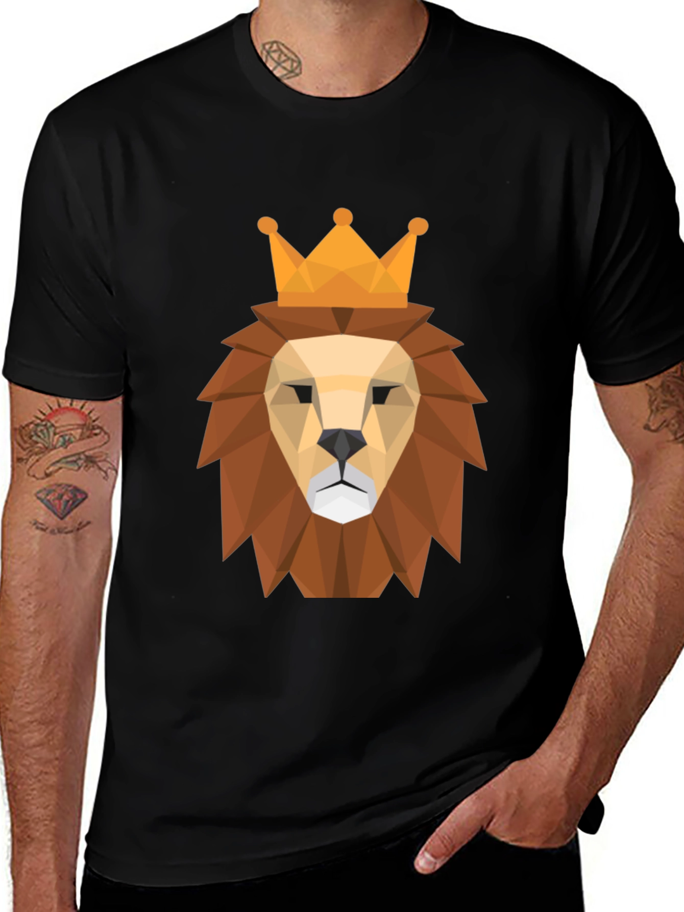 Geometric Lion King Graphic Tee - Modern Style