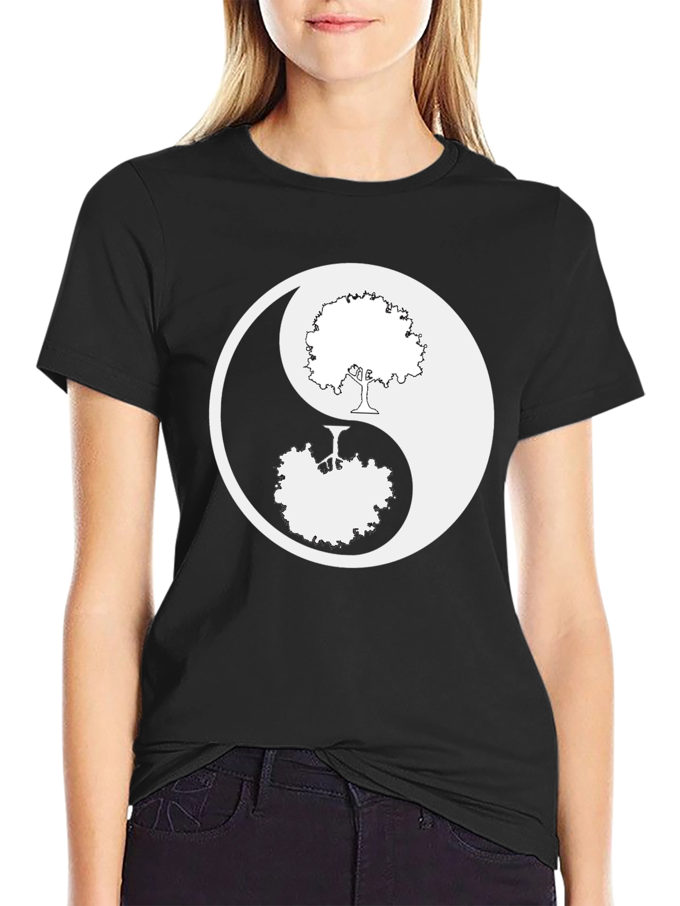 Yin Yang Tree Graphic T-Shirt - Nature Balance Design