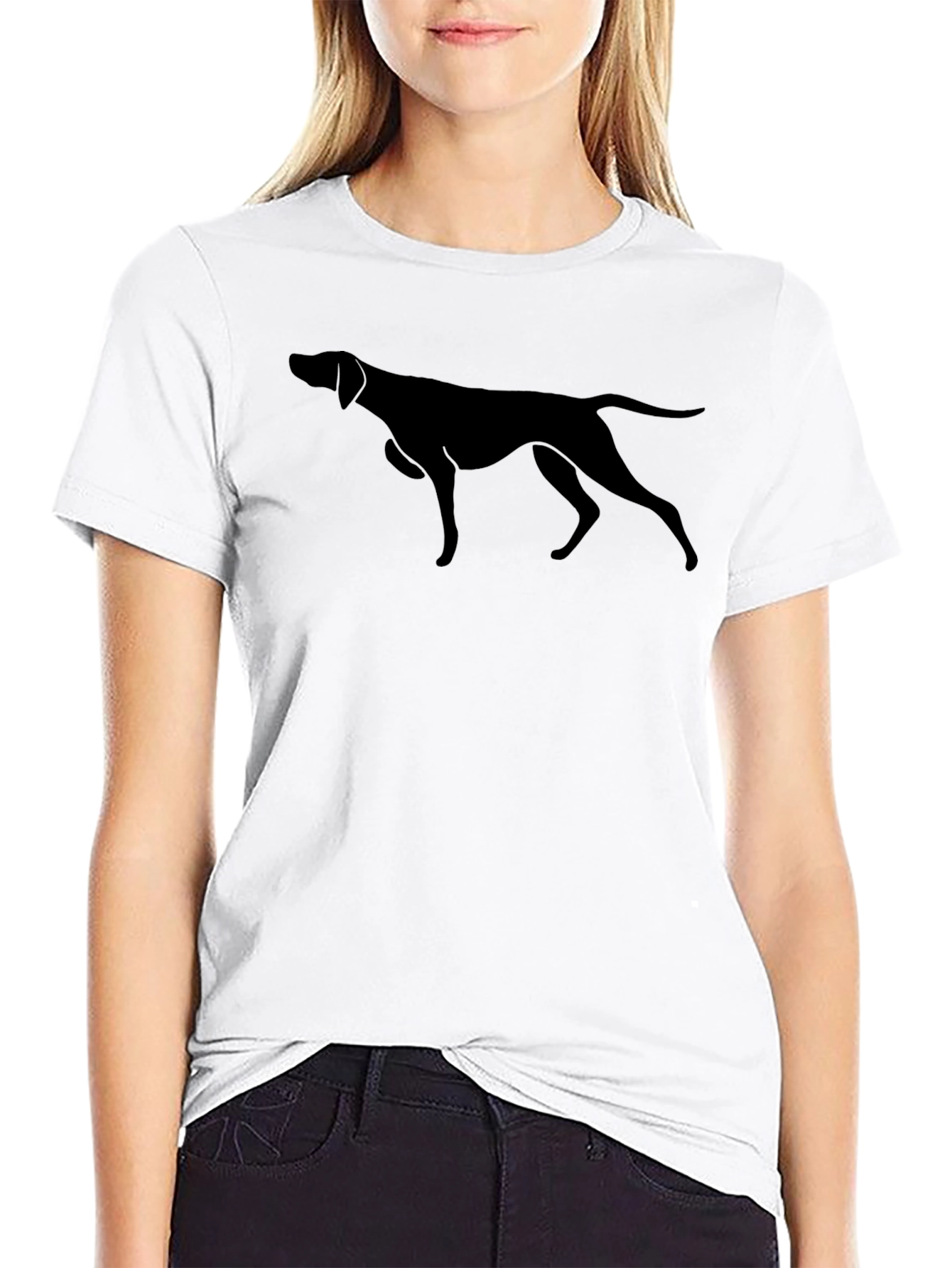 Dog Silhouette Graphic T-Shirt - Black