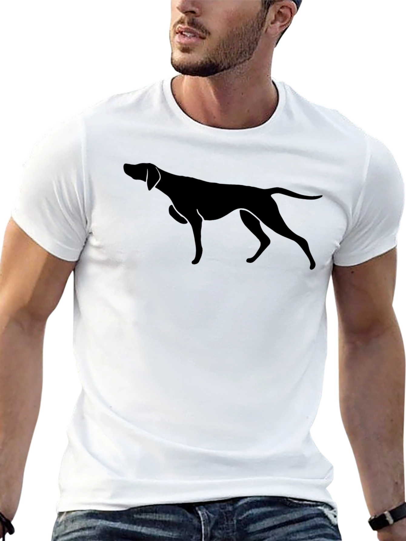 Dog Silhouette Graphic T-Shirt - Black
