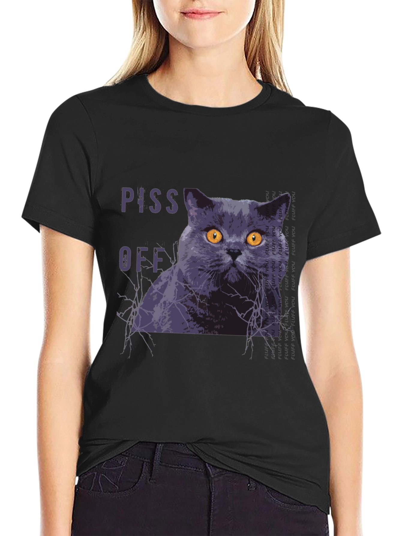 Piss Off Cat Graphic T-Shirt - Funny Novelty Tee