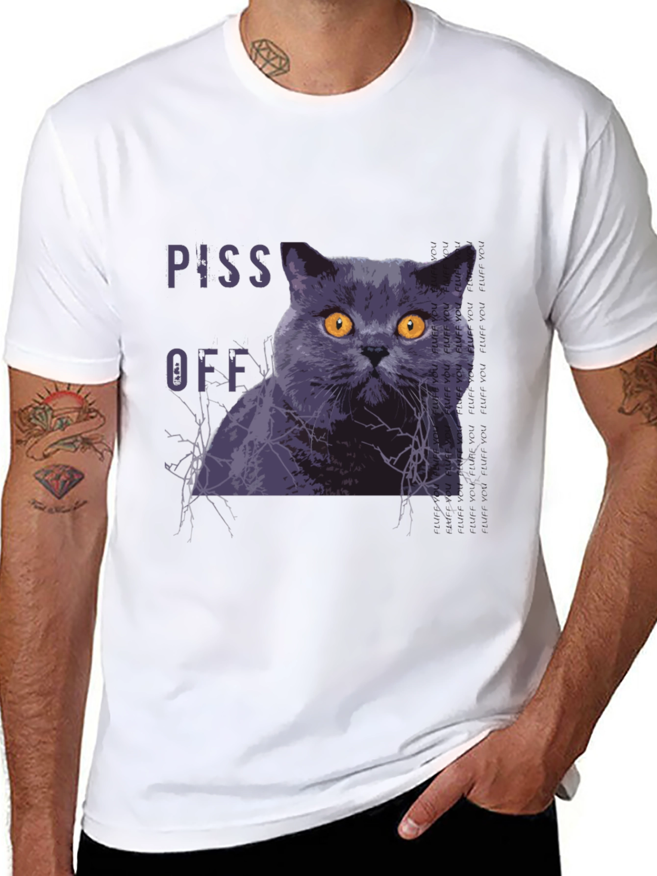 Piss Off Cat Graphic T-Shirt - Funny Novelty Tee