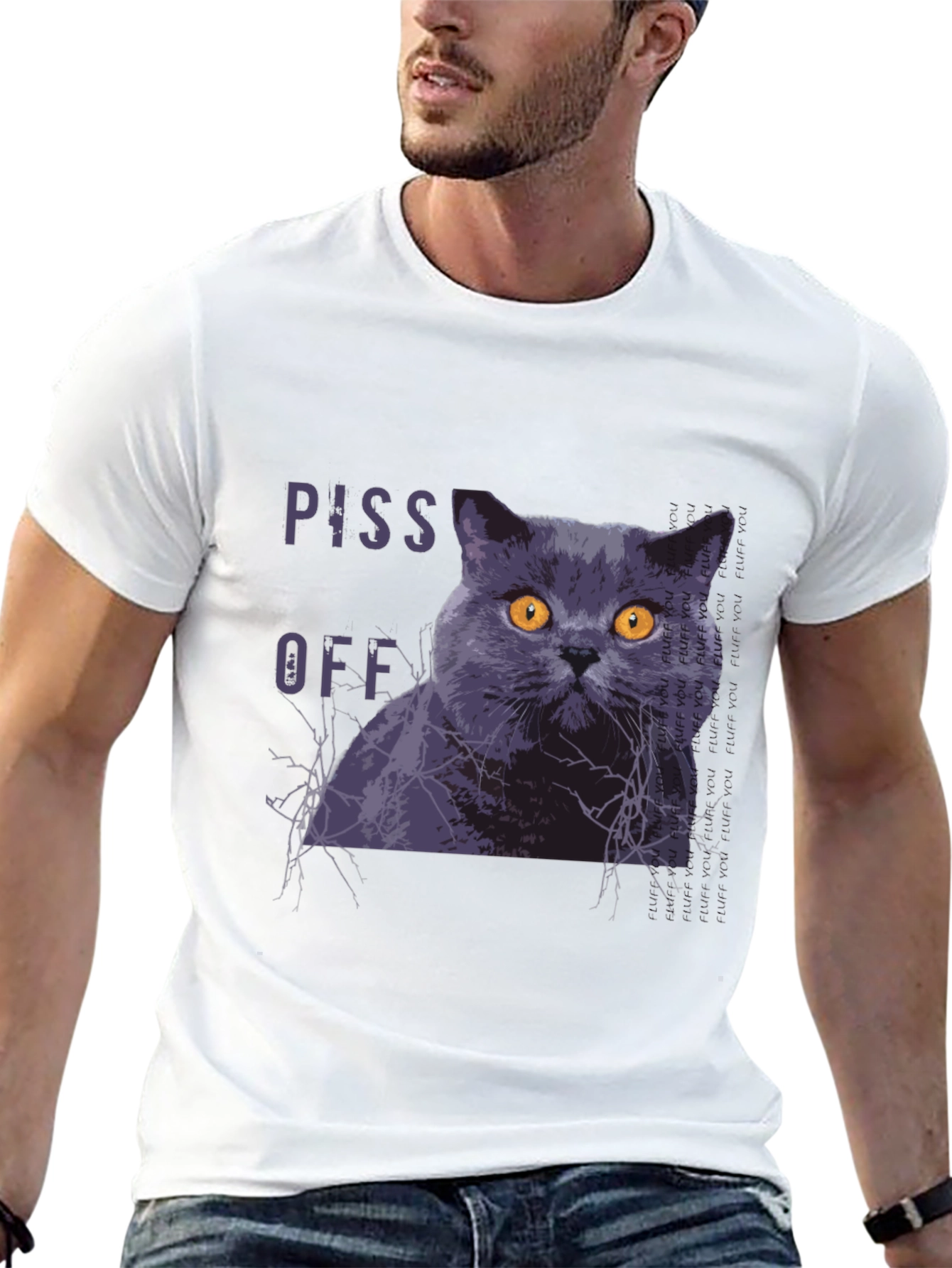 Piss Off Cat Graphic T-Shirt - Funny Novelty Tee