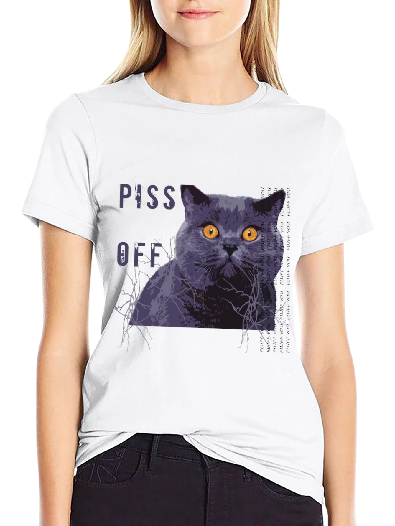 Piss Off Cat Graphic T-Shirt - Funny Novelty Tee