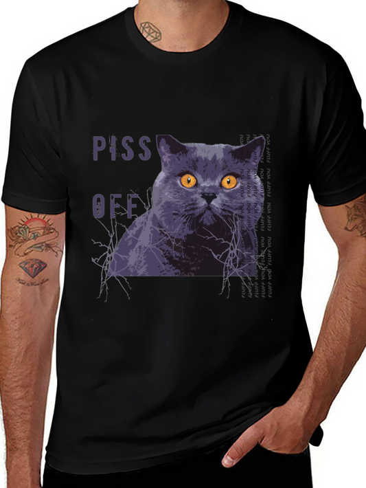 Piss Off Cat Graphic T-Shirt - Funny Novelty Tee