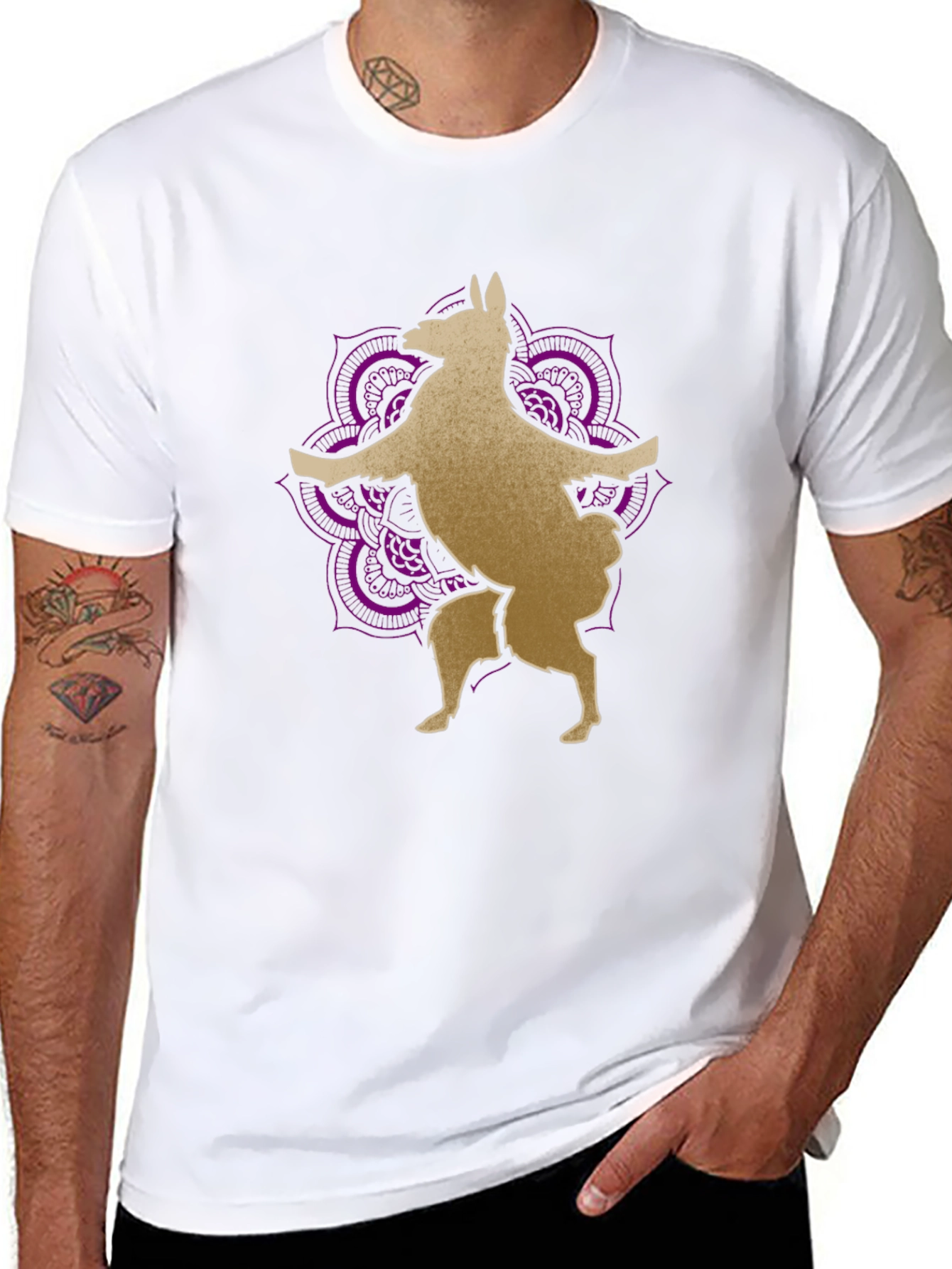 Llama Mandala Graphic Tee - Black