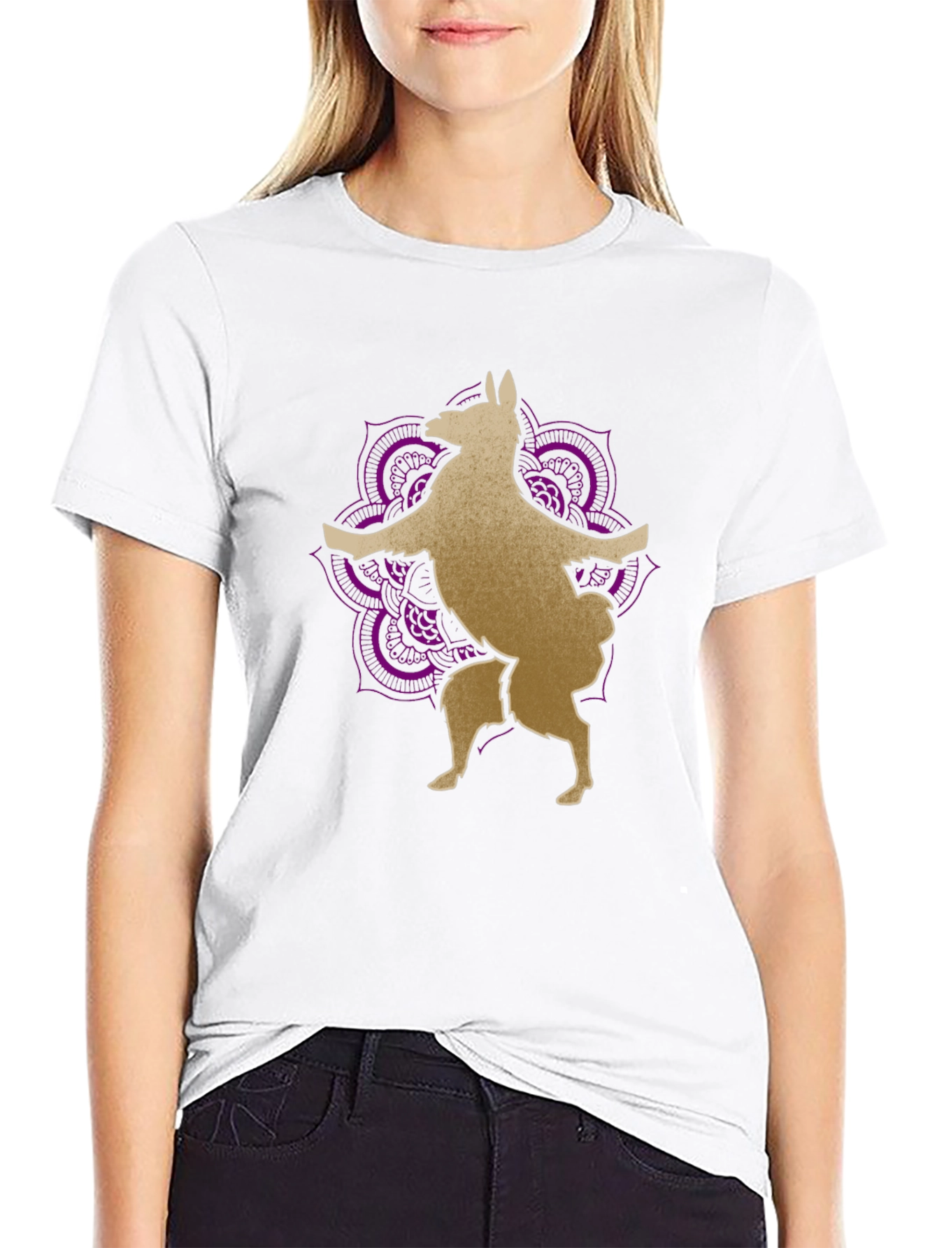 Llama Mandala Graphic Tee - Black