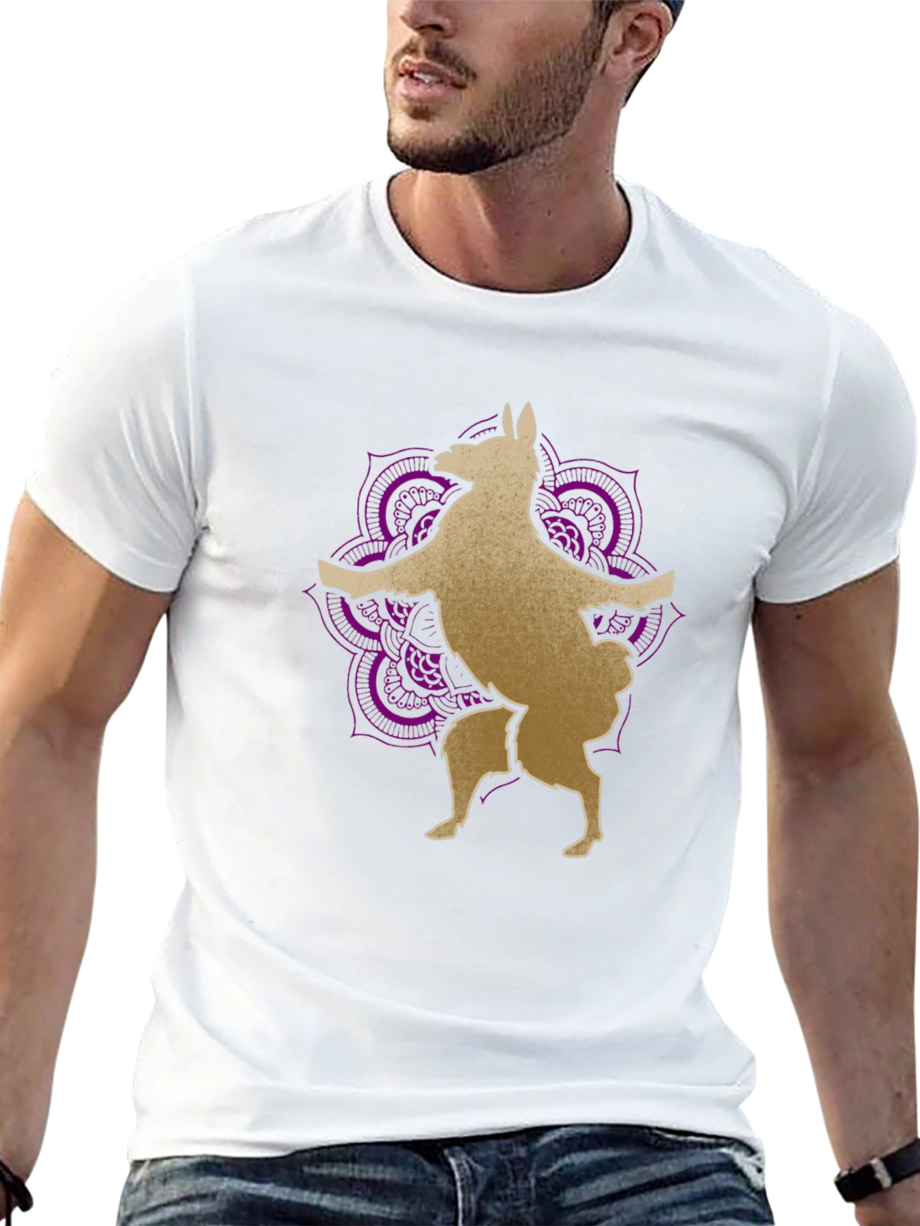 Llama Mandala Graphic Tee - Black