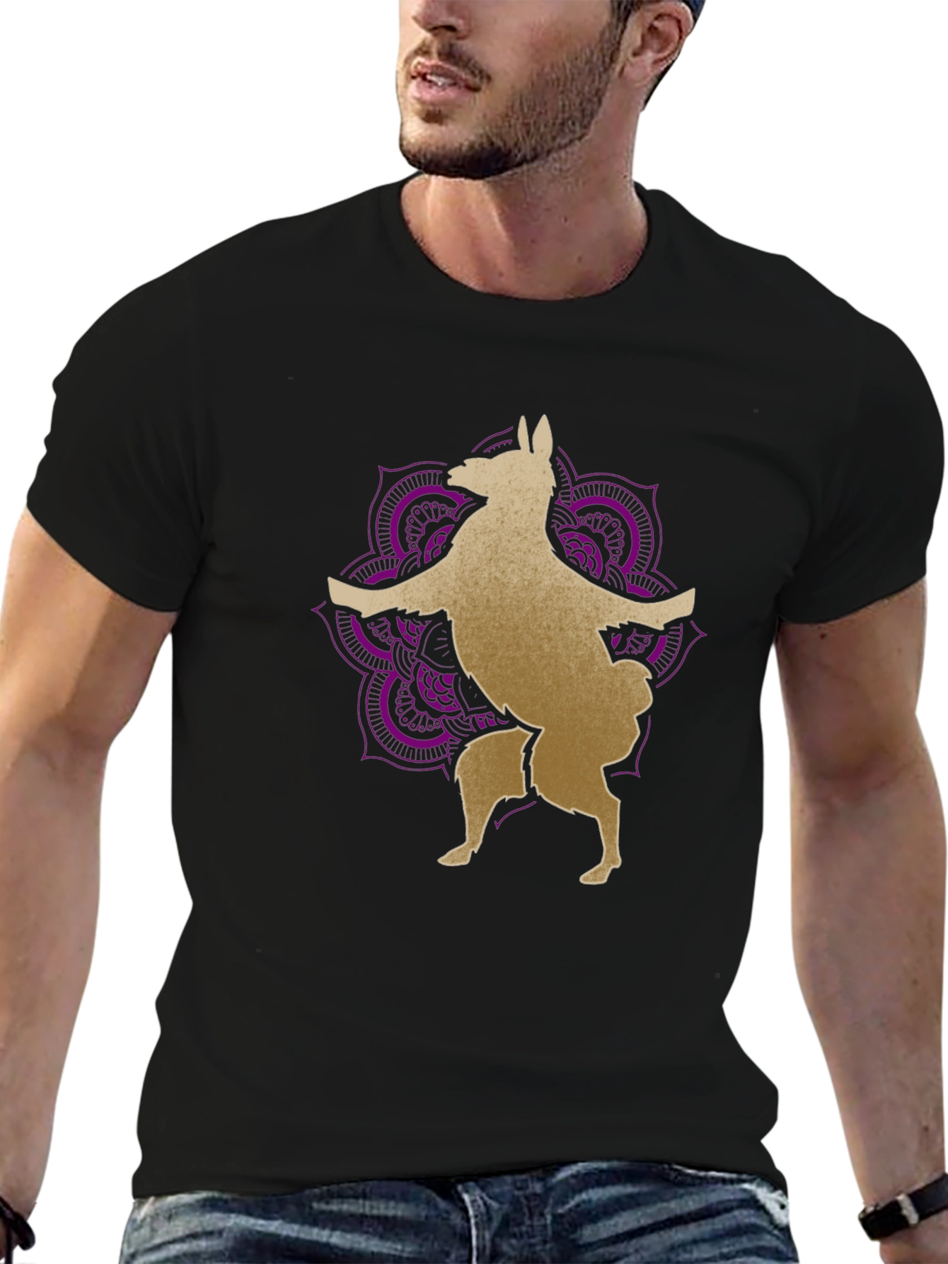 Llama Mandala Graphic Tee - Black